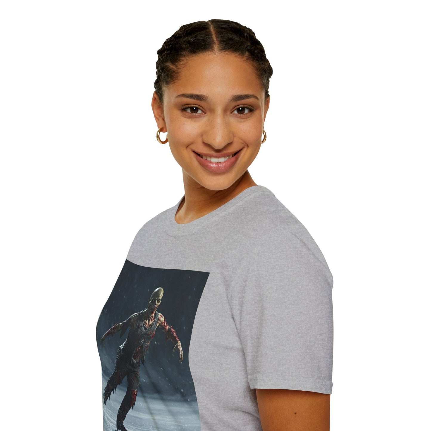 Chilling Thriller Unisex Softstyle T-Shirt - Ice Skating Horror Design