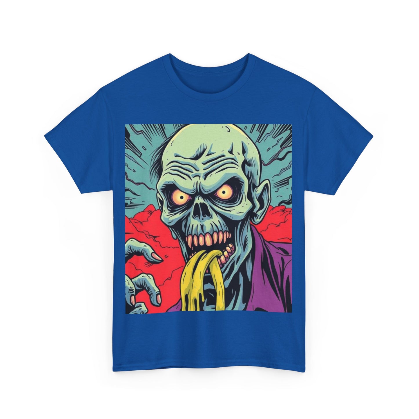 UK - Spooky Zombie Graphic Tee - Unisex Heavy Cotton T-Shirt for Halloween and Casual Wear