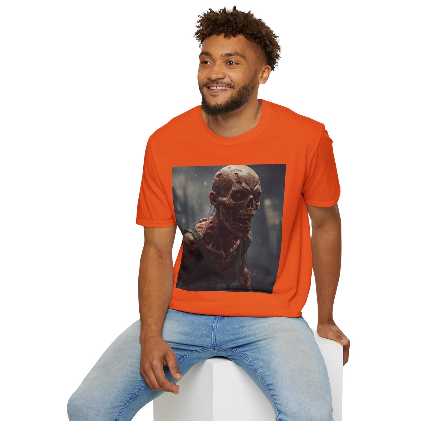 Unisex Softstyle T-Shirt with Creepy Skeleton Design - Perfect for Halloween and Horror Fans