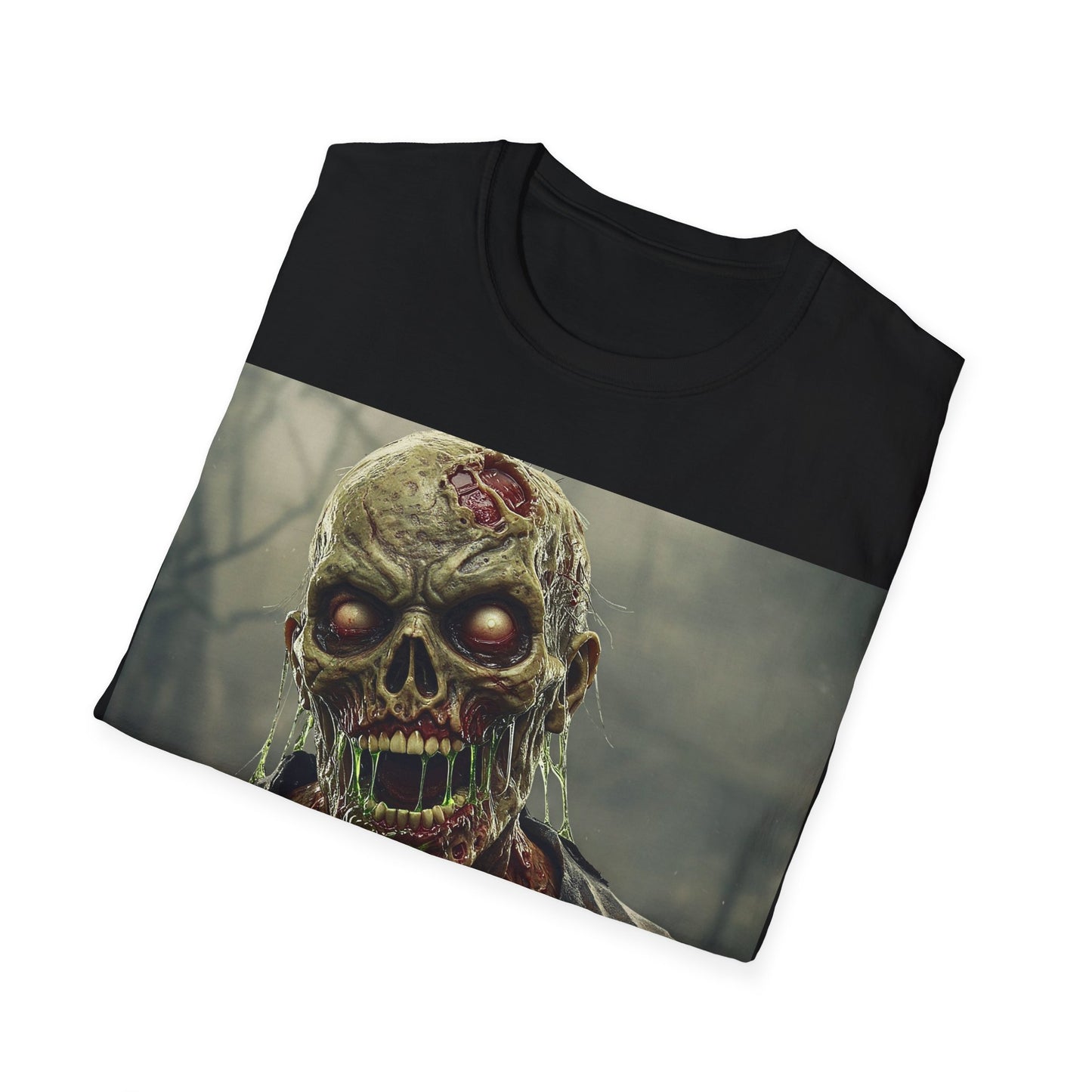 UK - Unisex Softstyle Zombie Graphic T-Shirt - Perfect for Halloween and Horror Fans