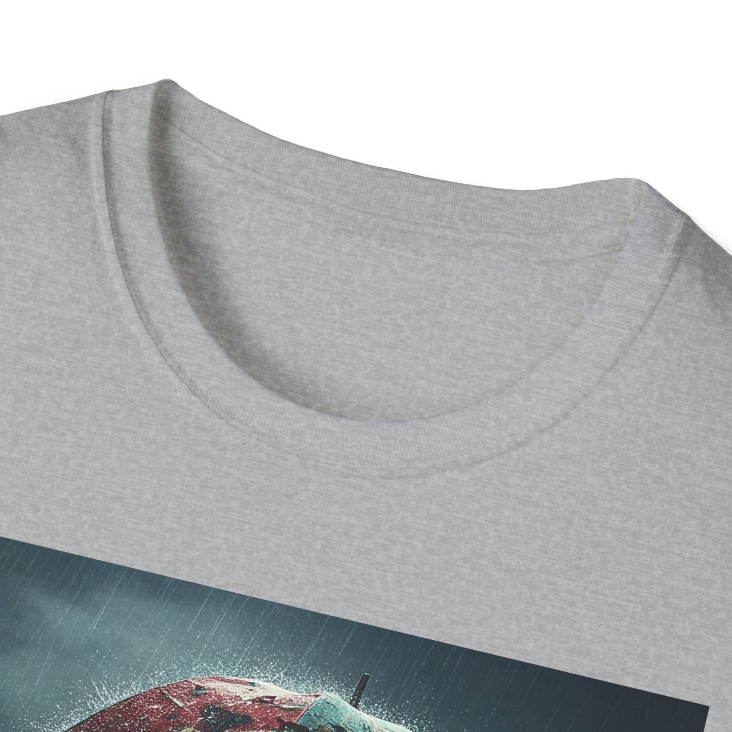 Unisex Softstyle T-Shirt - Creepy Skeleton with Umbrella Design - Perfect for Halloween