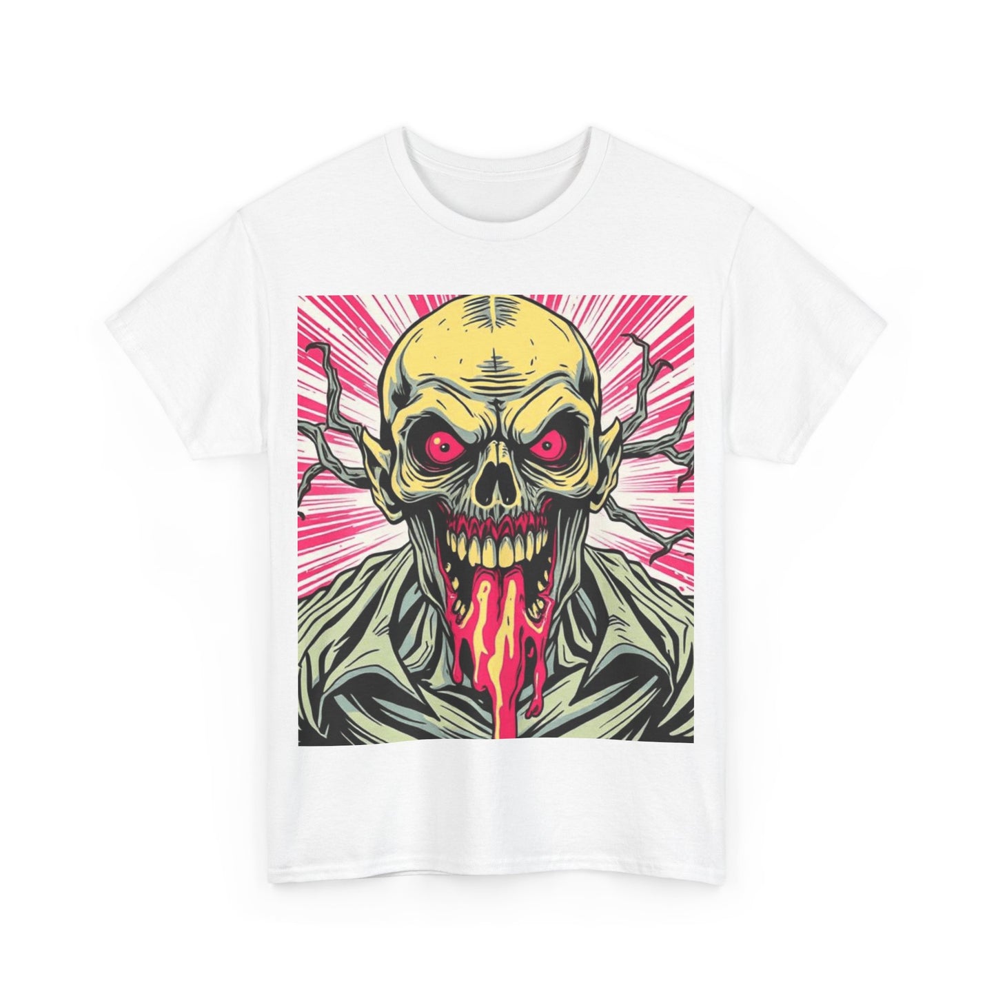 UK - Retro Skull Graphic Unisex Heavy Cotton Tee - Unique Halloween Tee