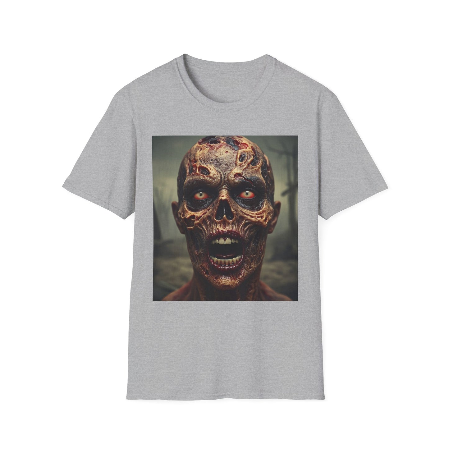 Apocalyptic Portrait Tee, bold, decaying zombie graphic