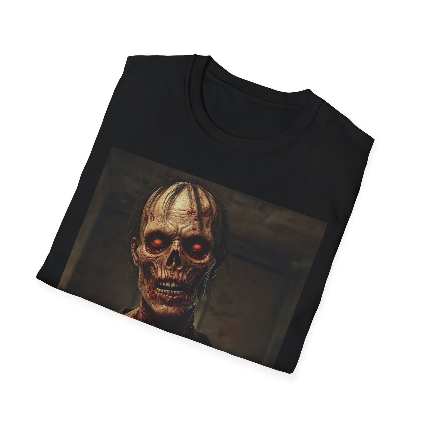 Creepy Skeleton Unisex Softstyle T-Shirt - Perfect for Halloween and Horror Fans