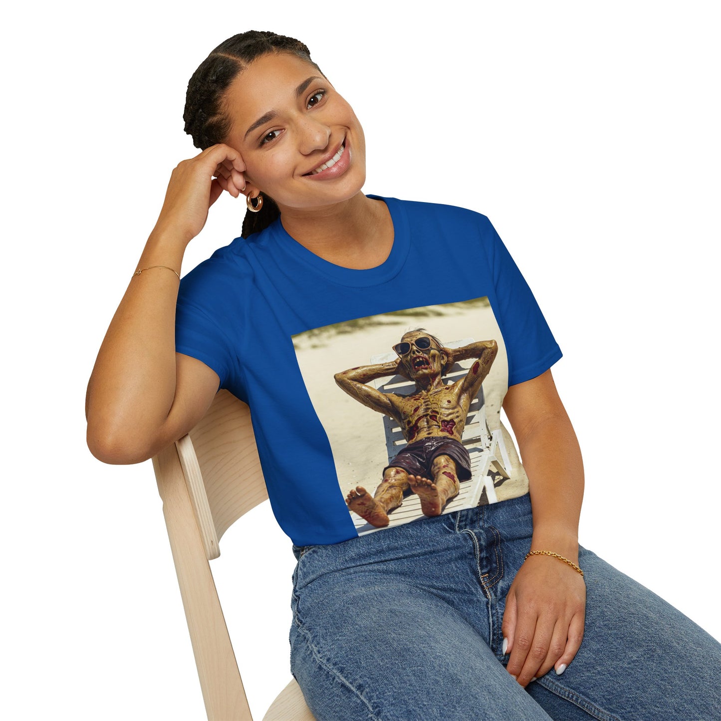 Chillin' Skeleton Unisex Softstyle T-Shirt - Perfect for Halloween & Casual Wear