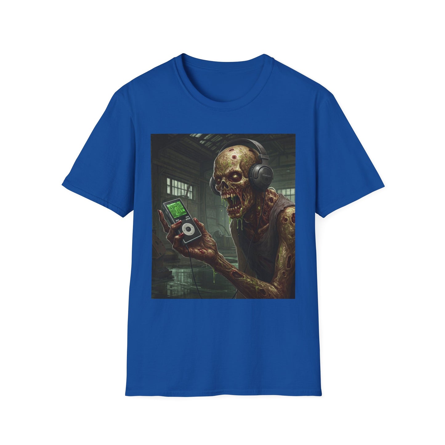 Zombie Listening to Music Unisex Softstyle T-Shirt