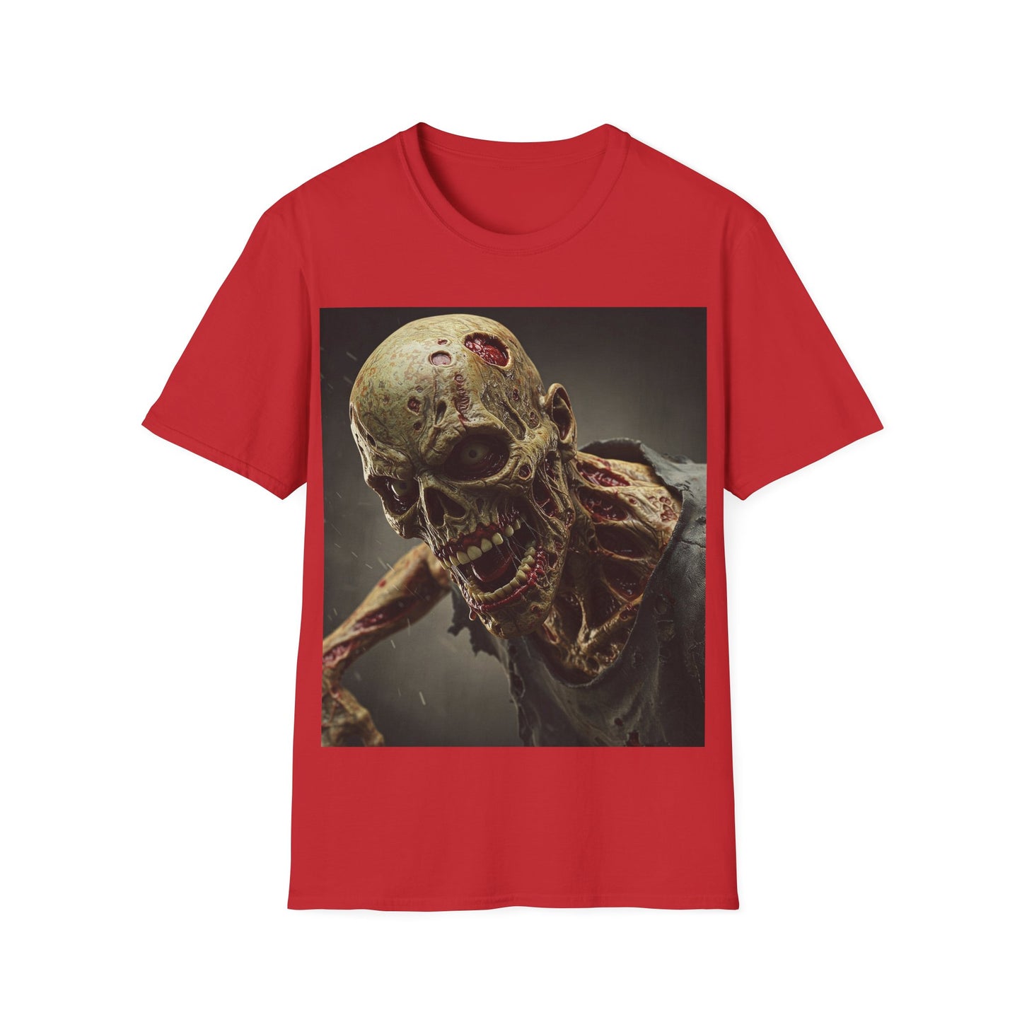 UK - Zombie Skull Unisex Softstyle T-Shirt - Spooky Halloween Tee