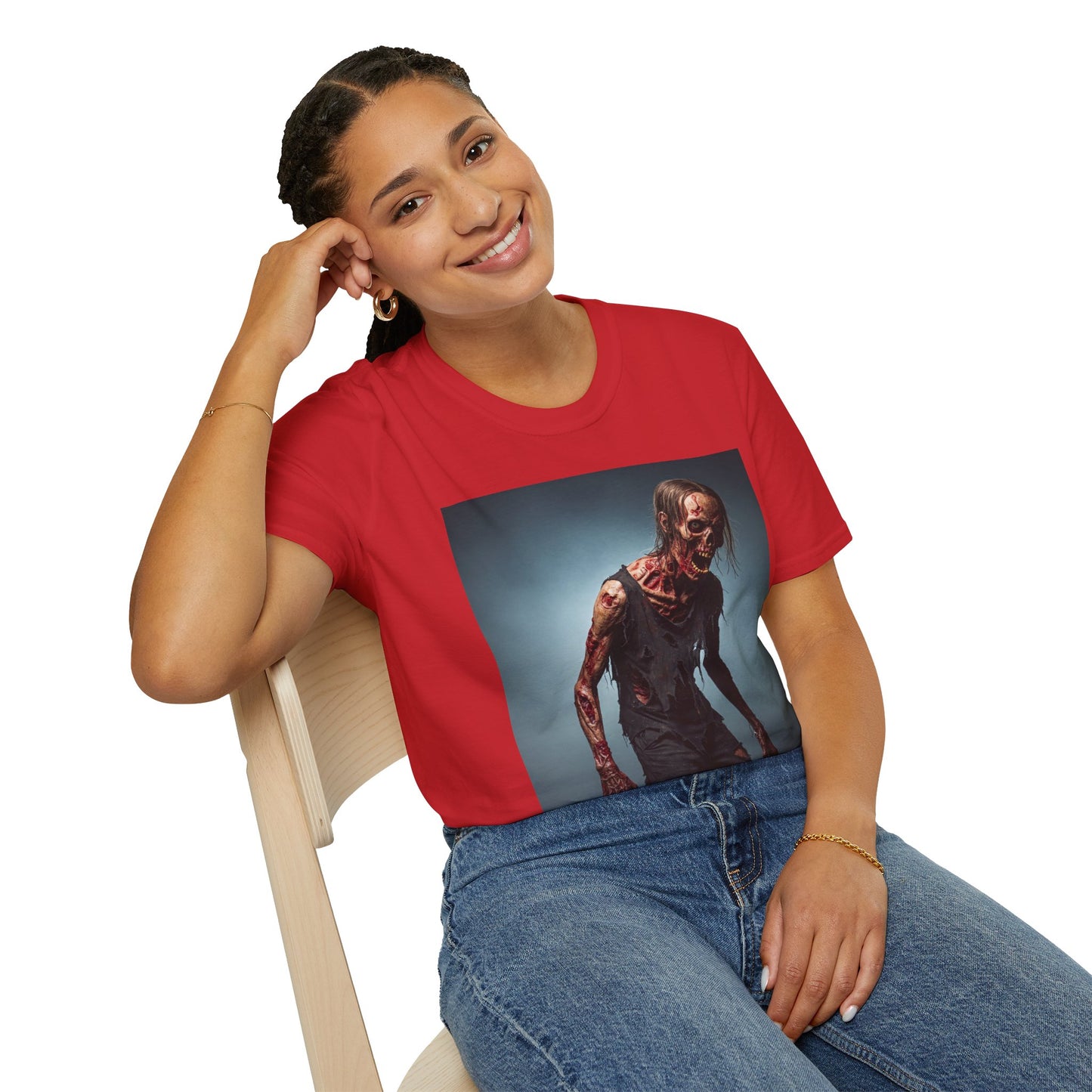 Zombie Graphic Unisex Softstyle T-Shirt - Perfect for Halloween and Horror Fans
