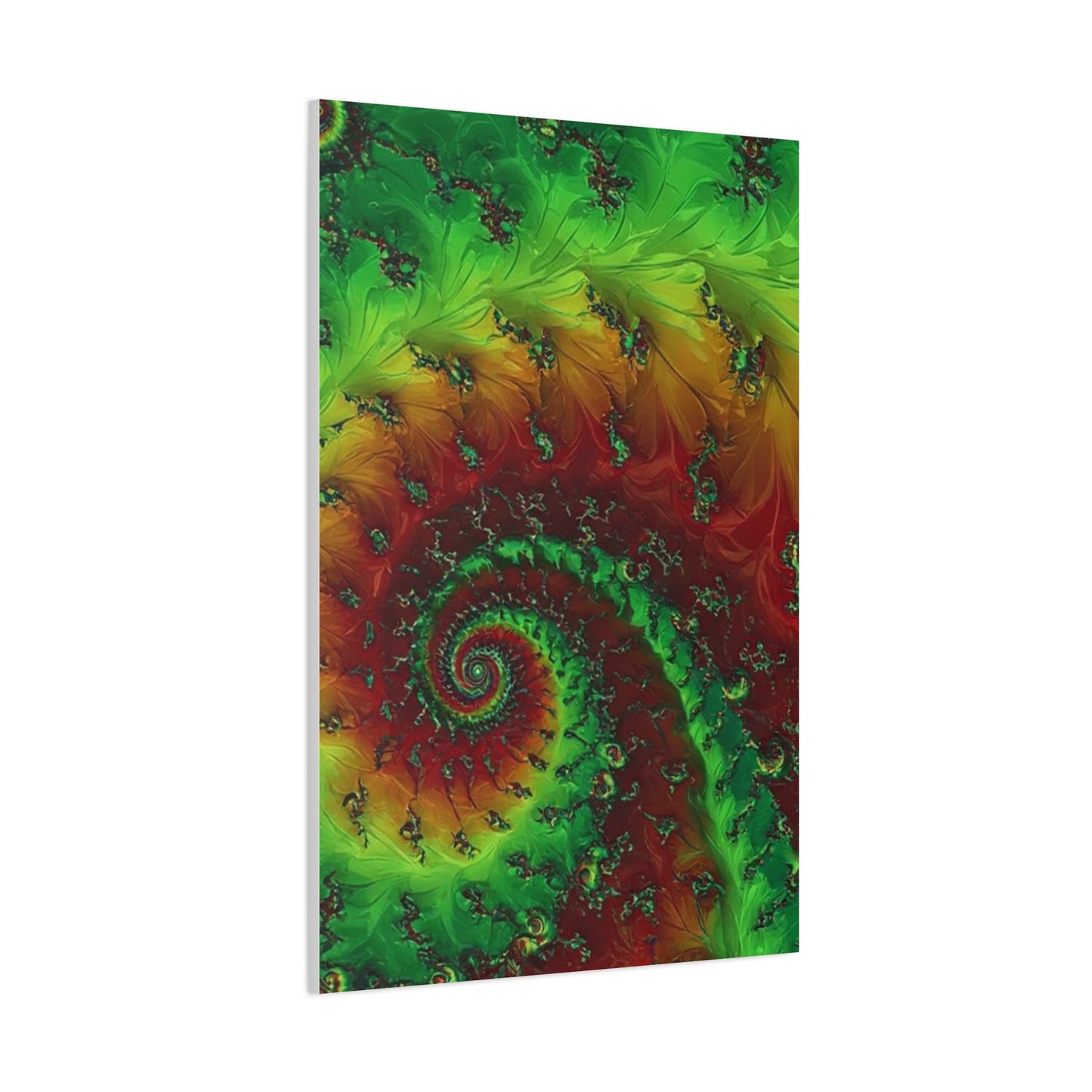 Vibrant Fractal Art Canvas - Green and Red Abstract Wall Decor