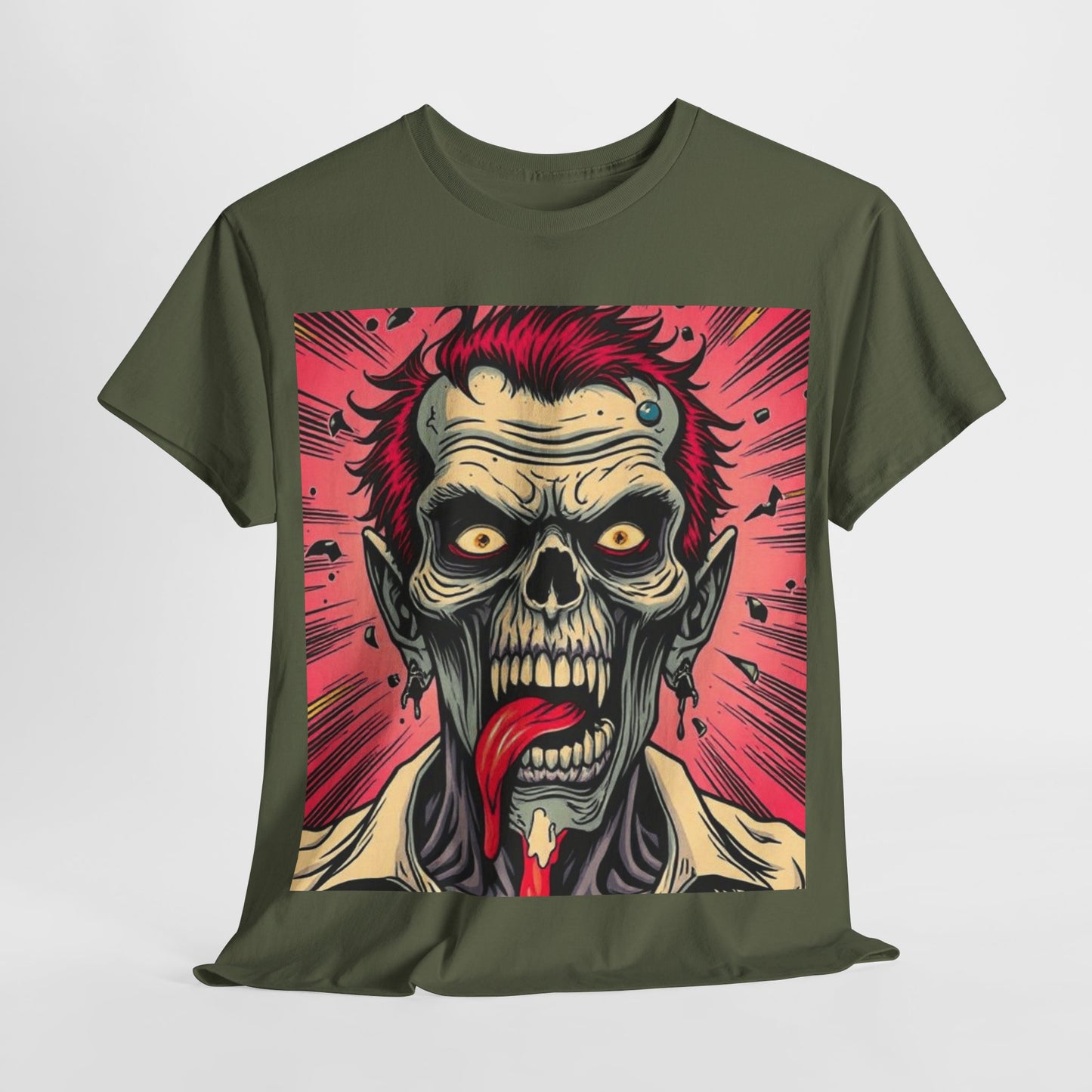UK - Unisex Heavy Cotton Tee - Zombie Design for Horror Fans
