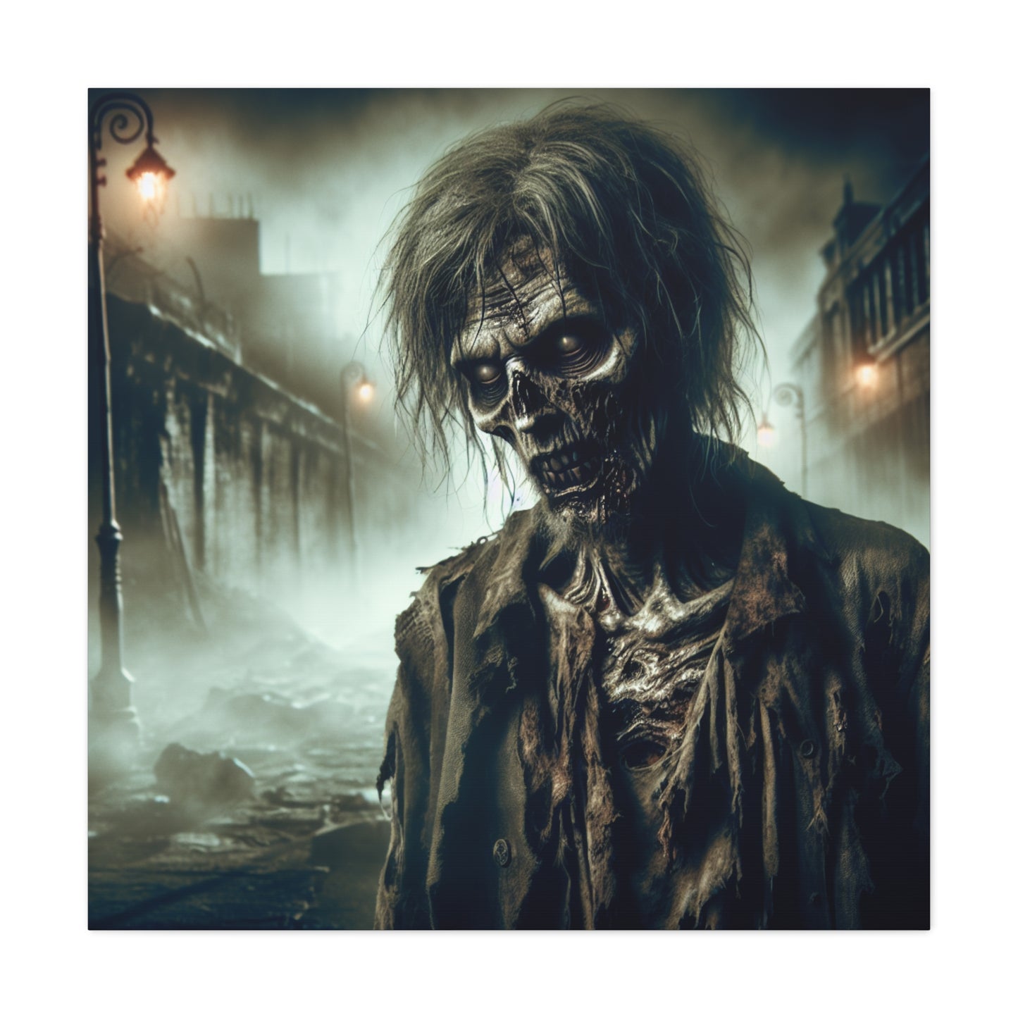 Zombie Portrait Matte Canvas Wall Art