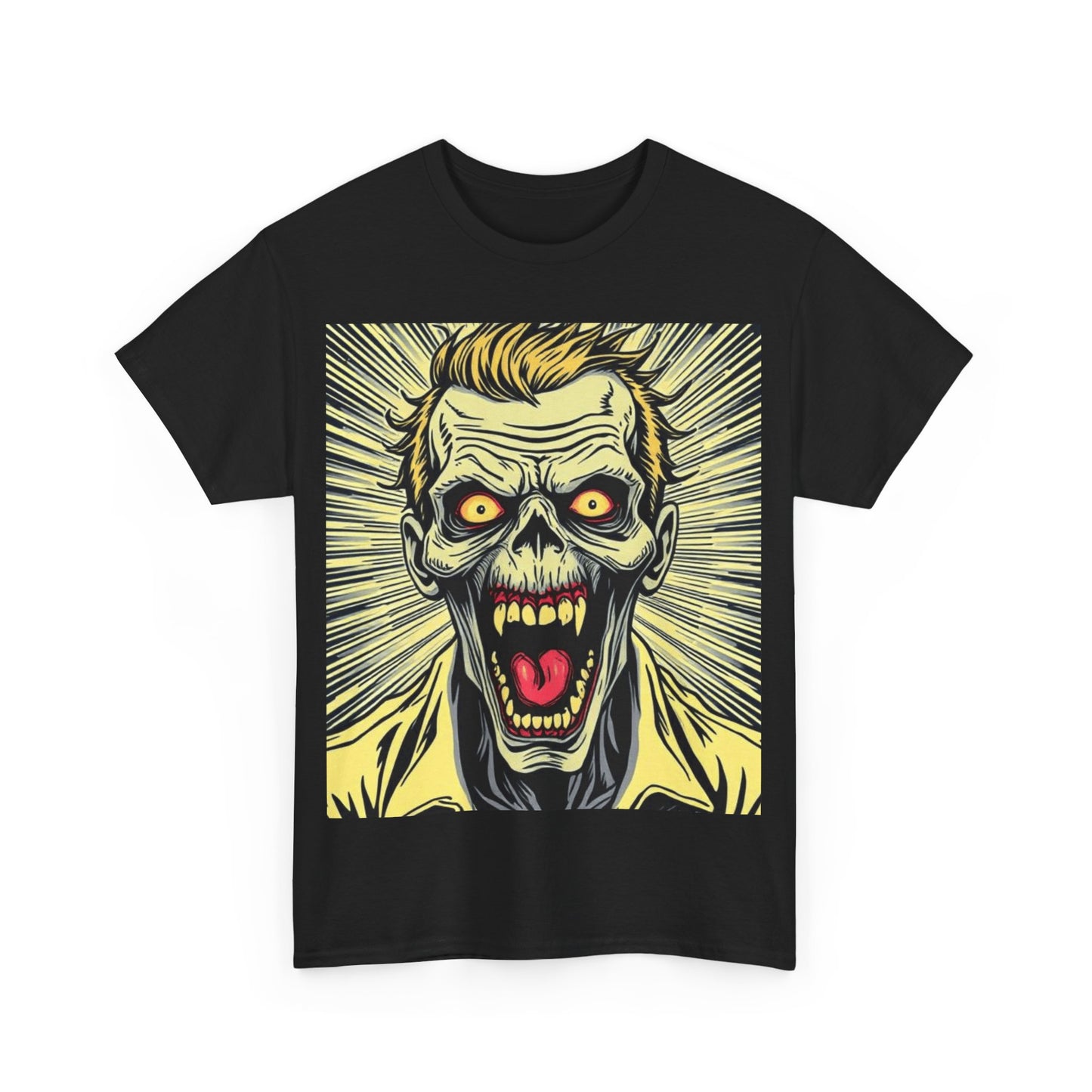 UK - Screaming Zombie Unisex Heavy Cotton Tee - Perfect for Halloween and Horror Fans