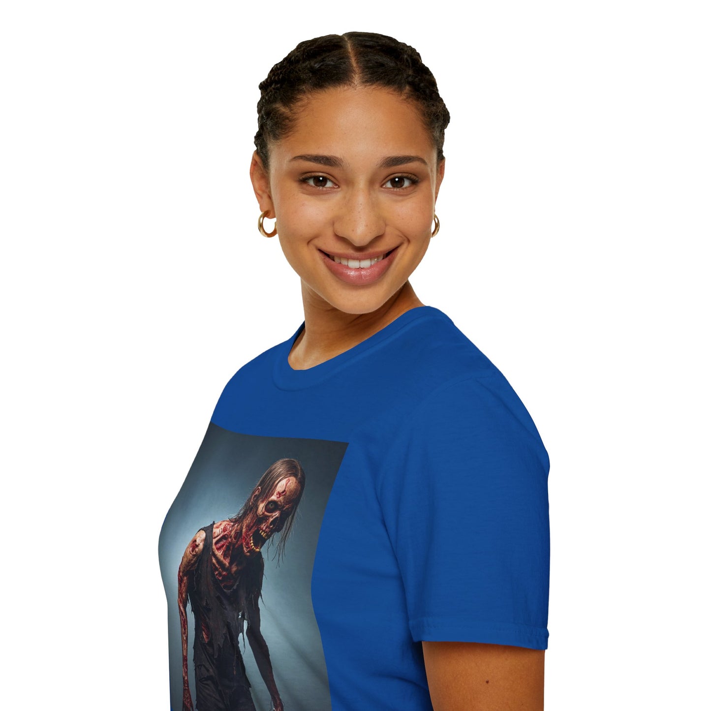 Zombie Graphic Unisex Softstyle T-Shirt - Perfect for Halloween and Horror Fans