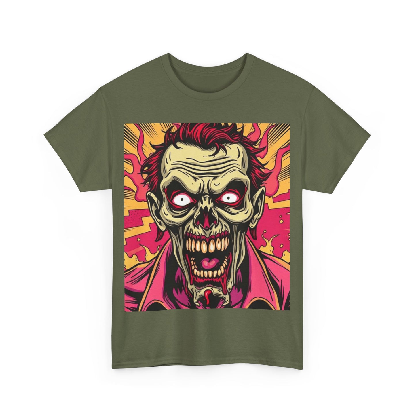 UK - Unisex Heavy Cotton Tee - Creepy Zombie Graphic Shirt