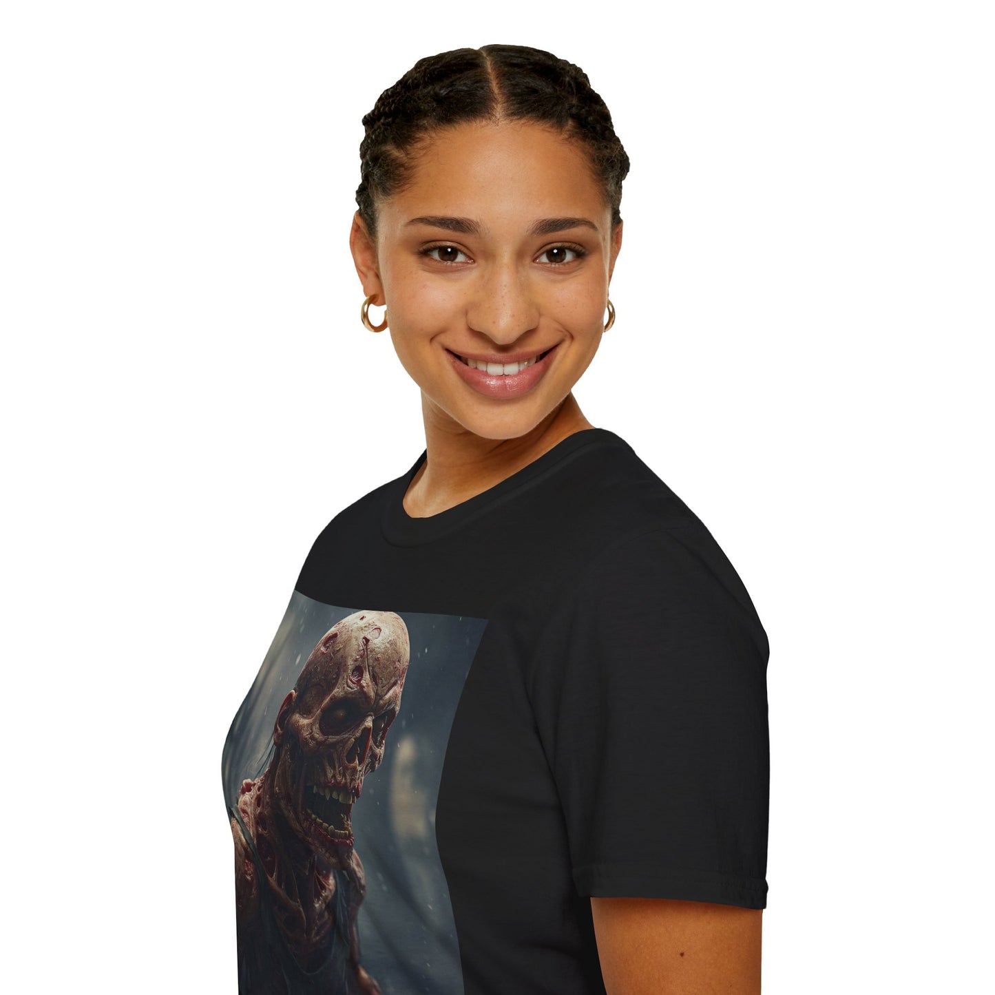 Unisex Softstyle T-Shirt with Creepy Skeleton Design - Perfect for Halloween and Horror Fans