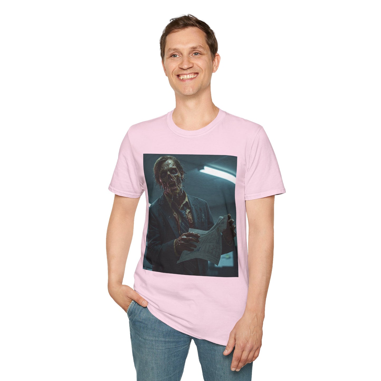 Zombie Horror Unisex Softstyle T-Shirt - Spooky Graphic Tee for Halloween and Horror Lovers