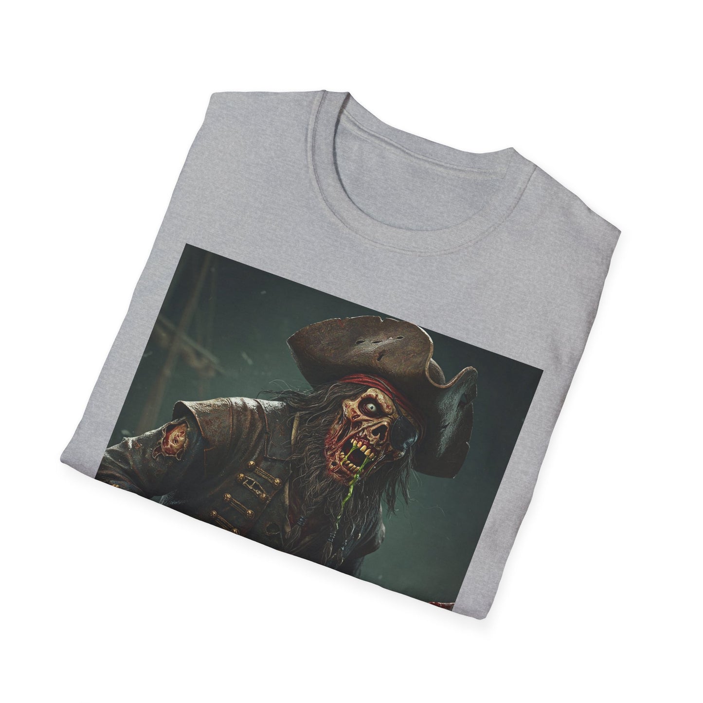 Zombie Pirate Graphic Unisex T-Shirt - Perfect for Halloween and Casual Wear