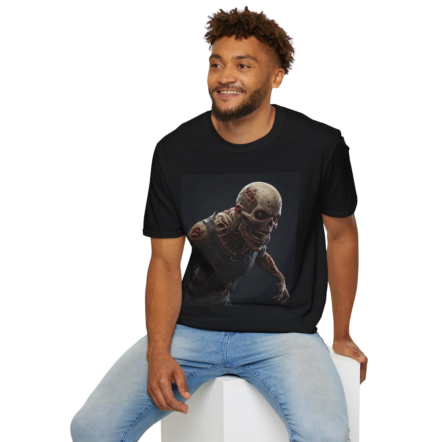 Creepy Skeleton Graphic Unisex Softstyle T-Shirt - Perfect for Halloween & Horror Fans