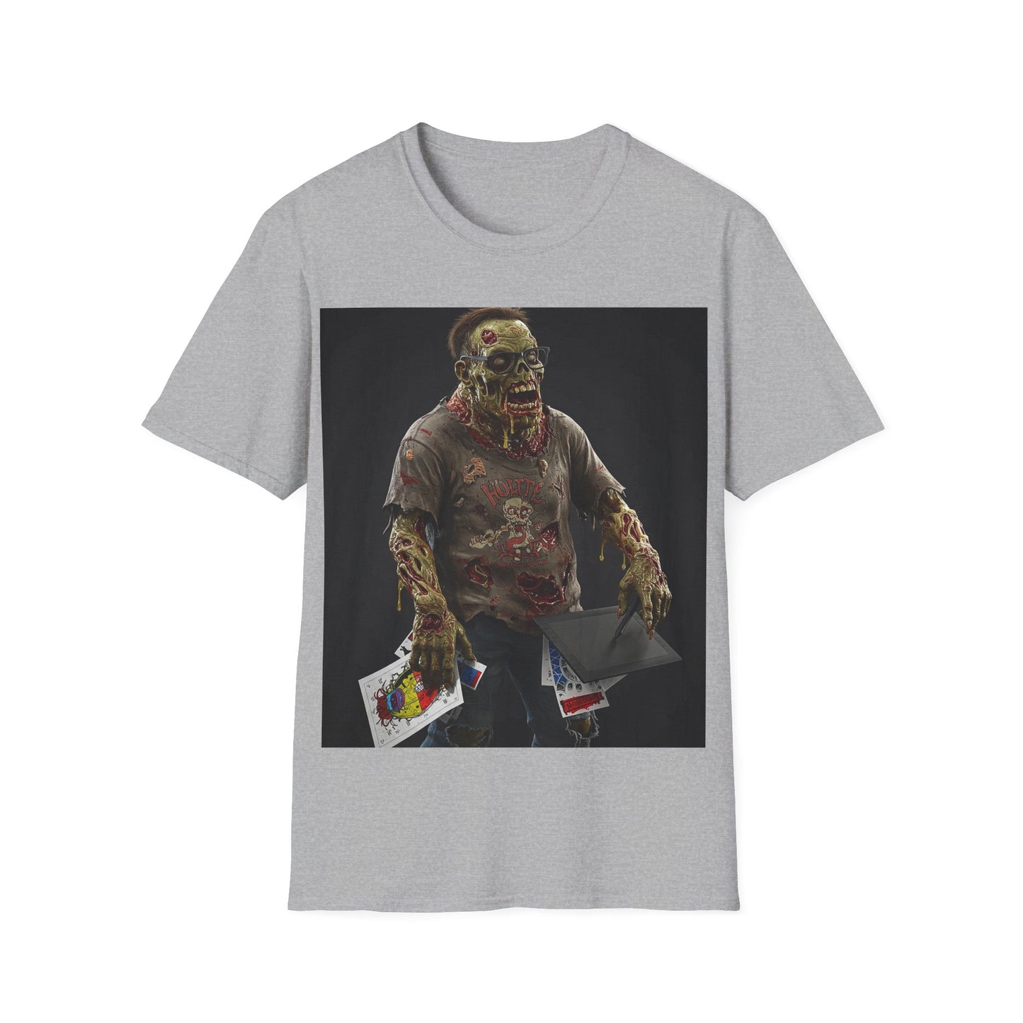 UK - Zombie Graphic Unisex Softstyle T-Shirt - Perfect for Halloween and Casual Wear