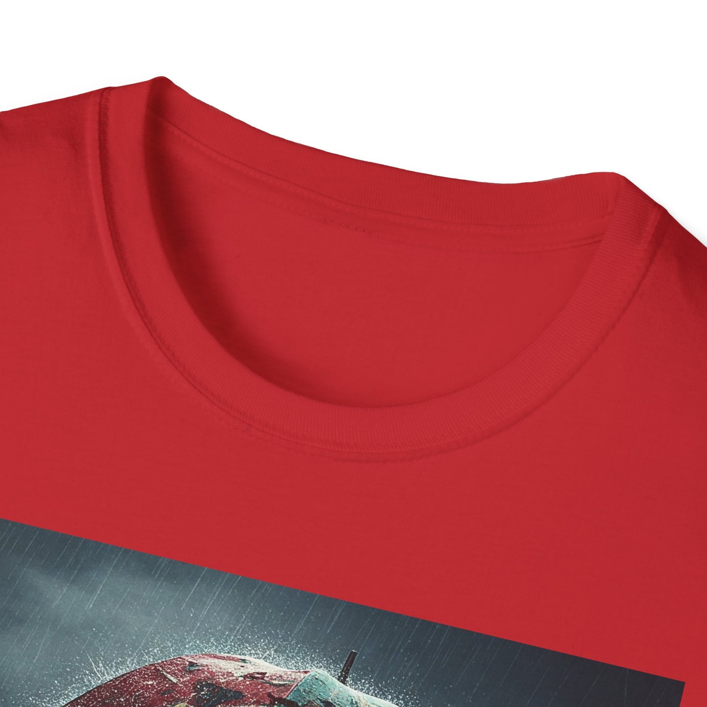 Unisex Softstyle T-Shirt - Creepy Skeleton with Umbrella Design - Perfect for Halloween
