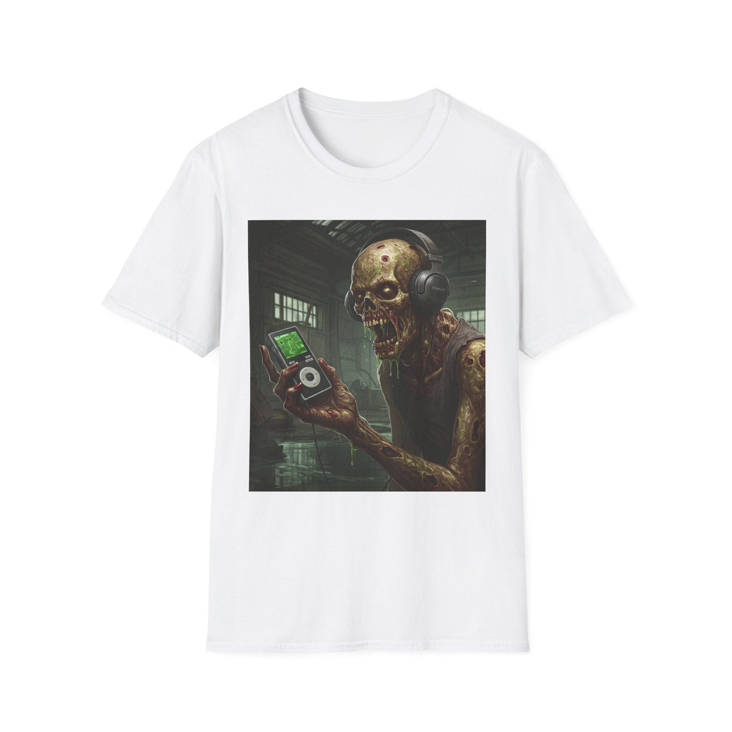 Zombie Listening to Music Unisex Softstyle T-Shirt