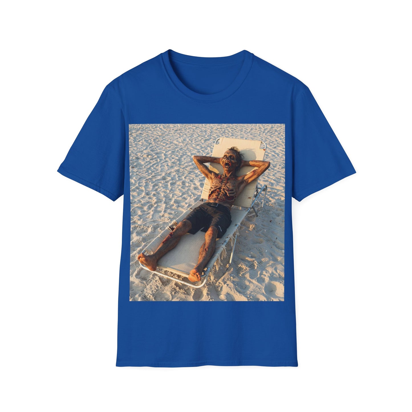 UK - Relaxing Beach Apocalyptic Portrait Tee, bold, decaying zombie graphic