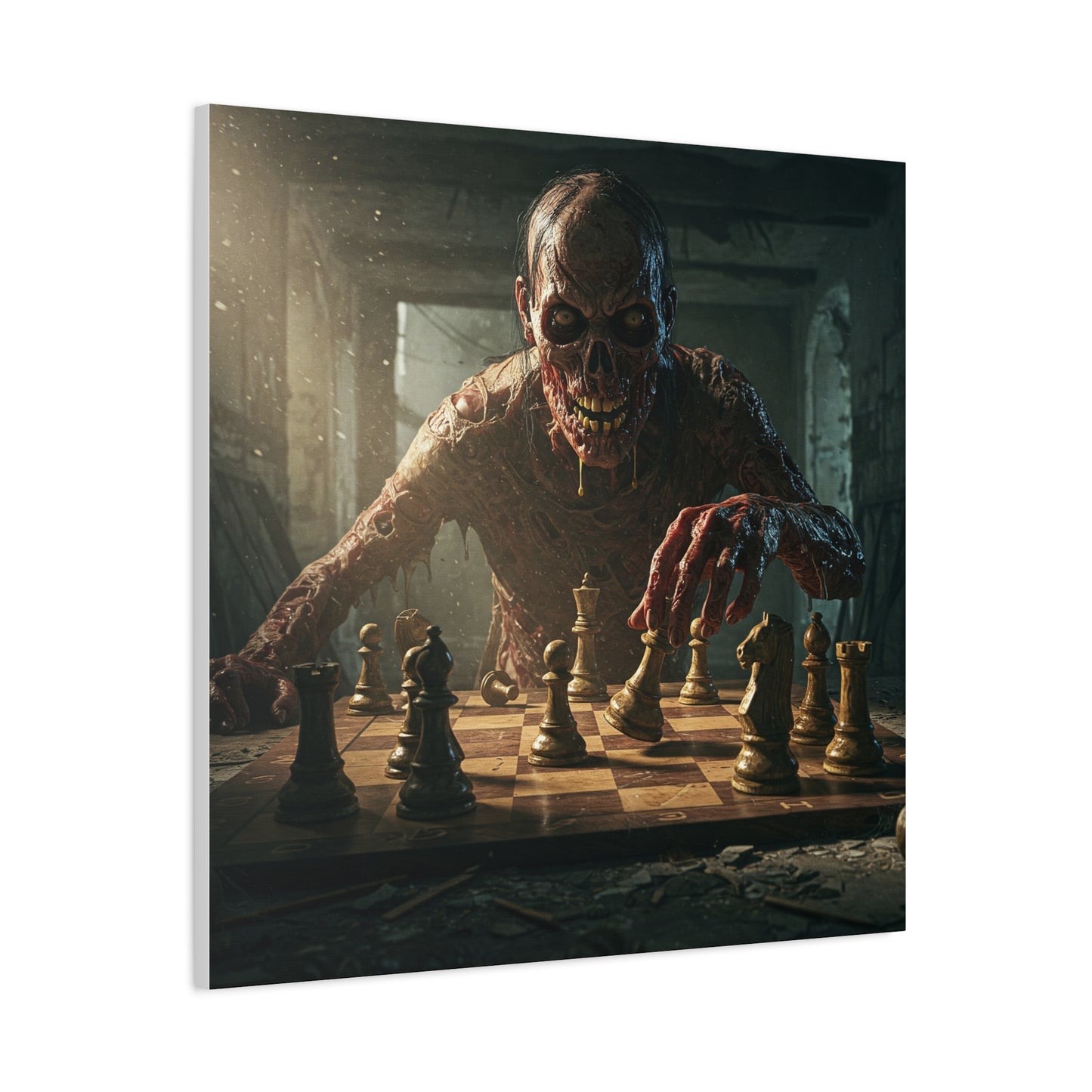 Zombie Chess Matte Canvas Wall Art for Horror Lovers
