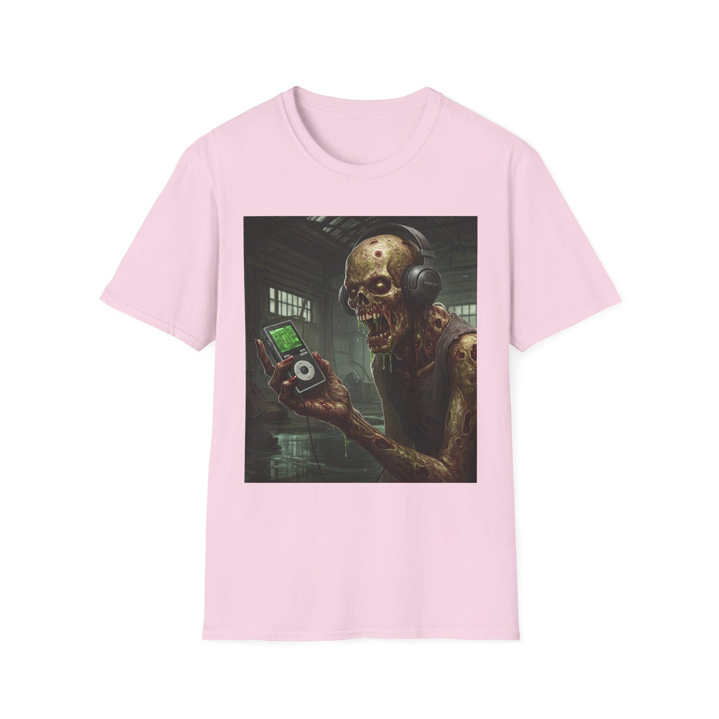 Zombie Listening to Music Unisex Softstyle T-Shirt