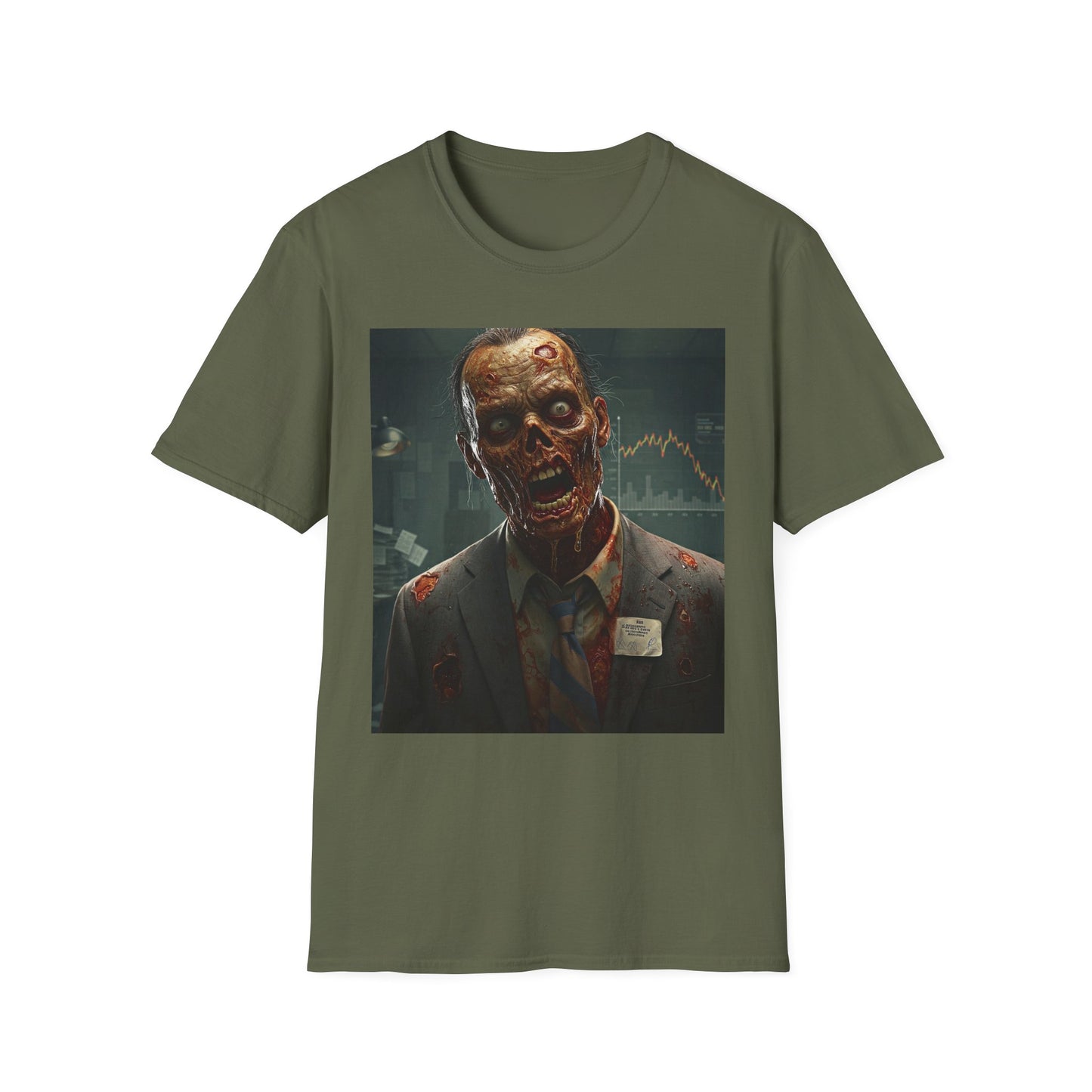 Zombie Businessman Unisex Softstyle T-Shirt | Spooky Halloween Apparel