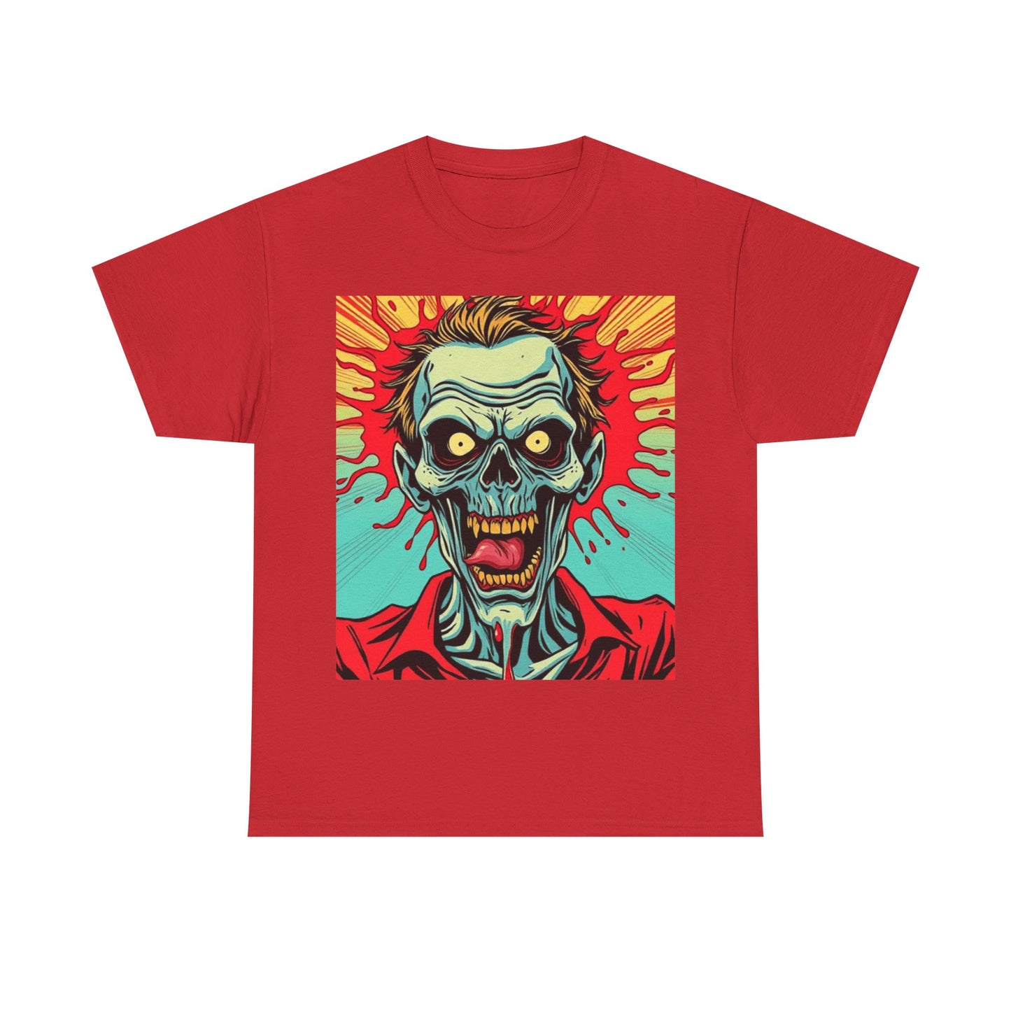 UK - Retro Zombie Graphic Unisex Heavy Cotton Tee - Perfect for Halloween or Horror Fans
