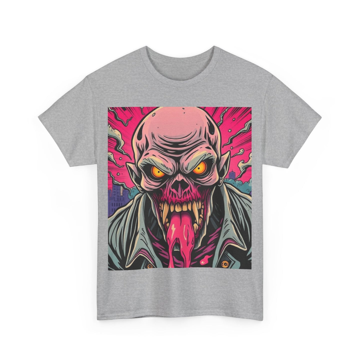 UK - Graphic Horror Tee - Unisex Heavy Cotton T-Shirt with Skull Design