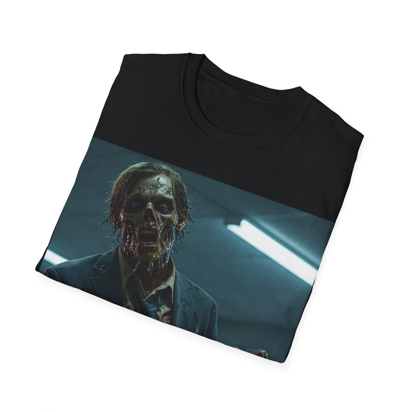 UK - Zombie Horror Unisex Softstyle T-Shirt - Spooky Graphic Tee for Halloween and Horror Lovers