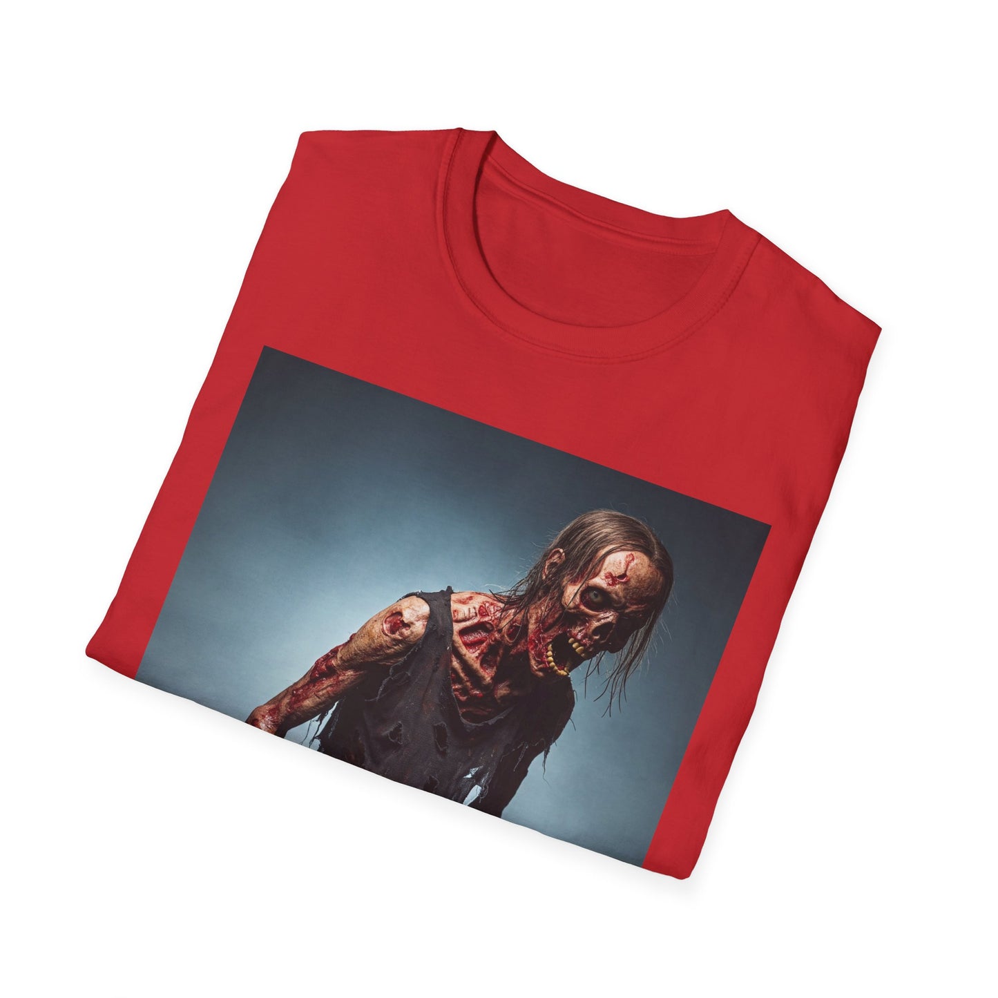 Zombie Graphic Unisex Softstyle T-Shirt - Perfect for Halloween and Horror Fans