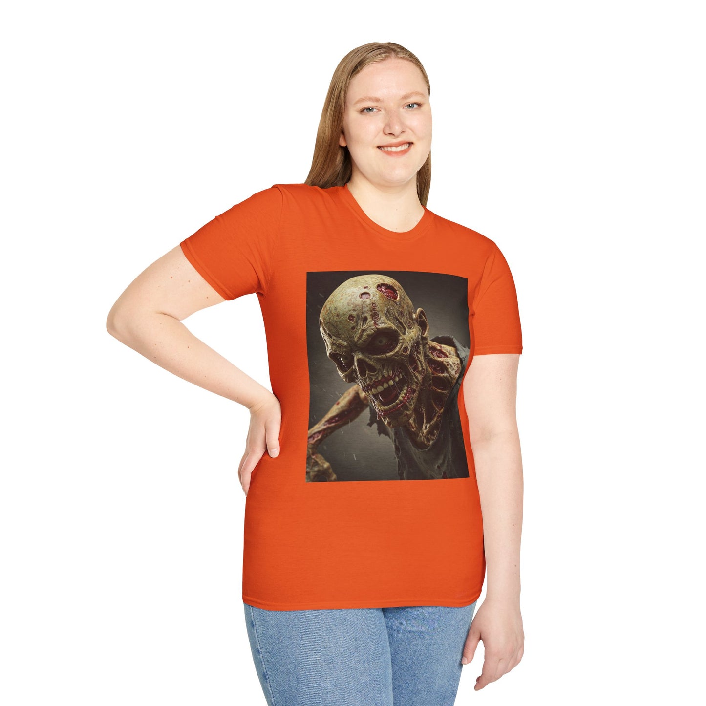 Zombie Skull Unisex Softstyle T-Shirt - Spooky Halloween Tee