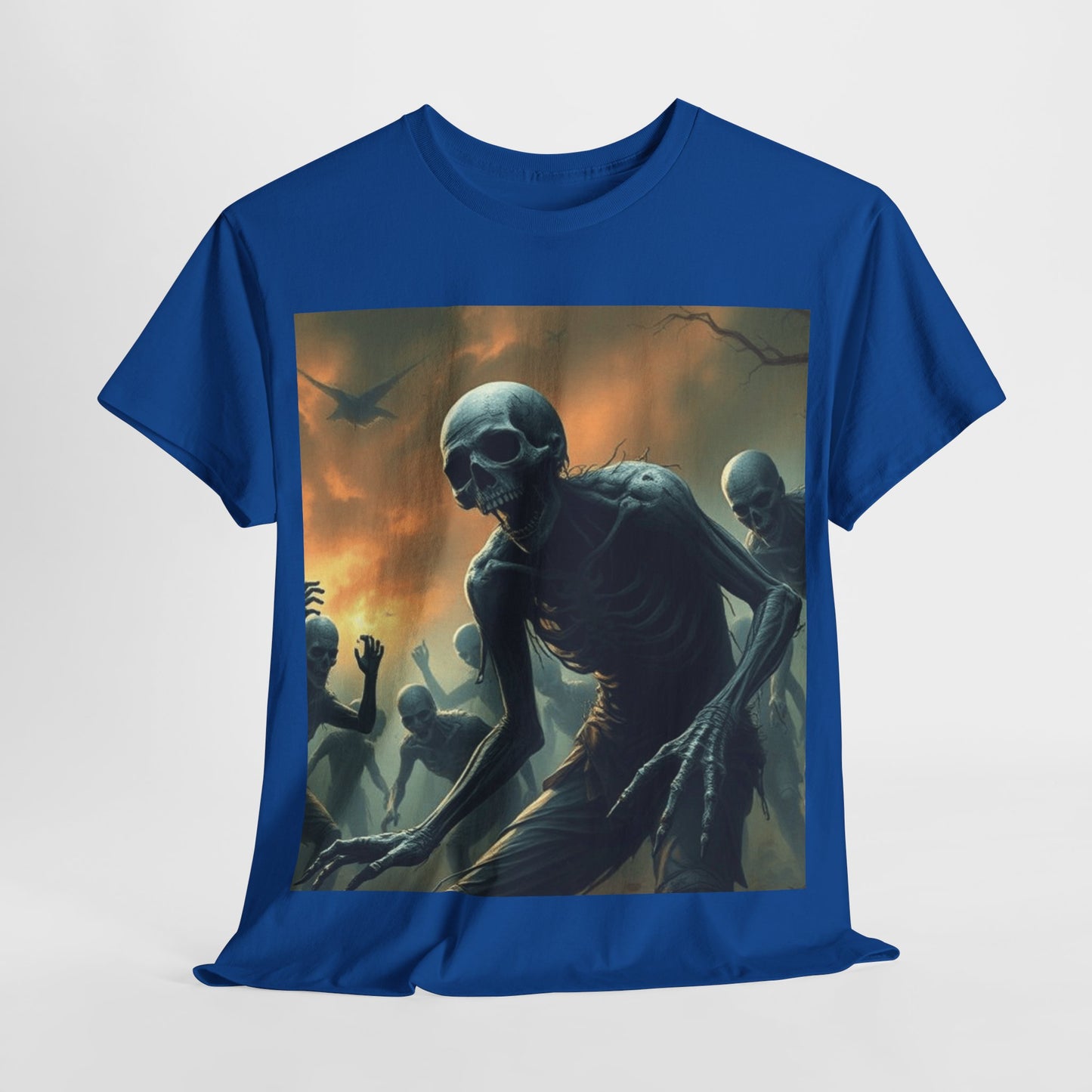 UK - Unisex Heavy Cotton Tee - Eerie Skeleton Design for Halloween Enthusiasts