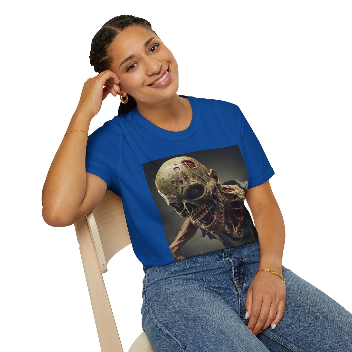 Zombie Skull Unisex Softstyle T-Shirt - Spooky Halloween Tee