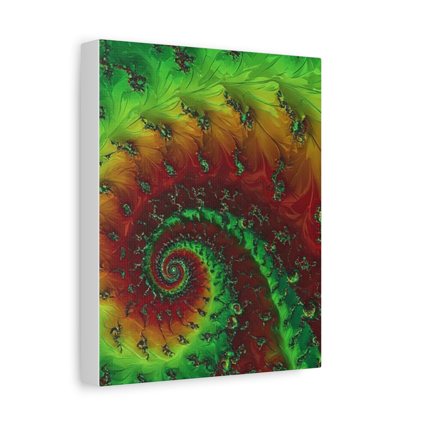 Vibrant Fractal Art Canvas - Green and Red Abstract Wall Decor