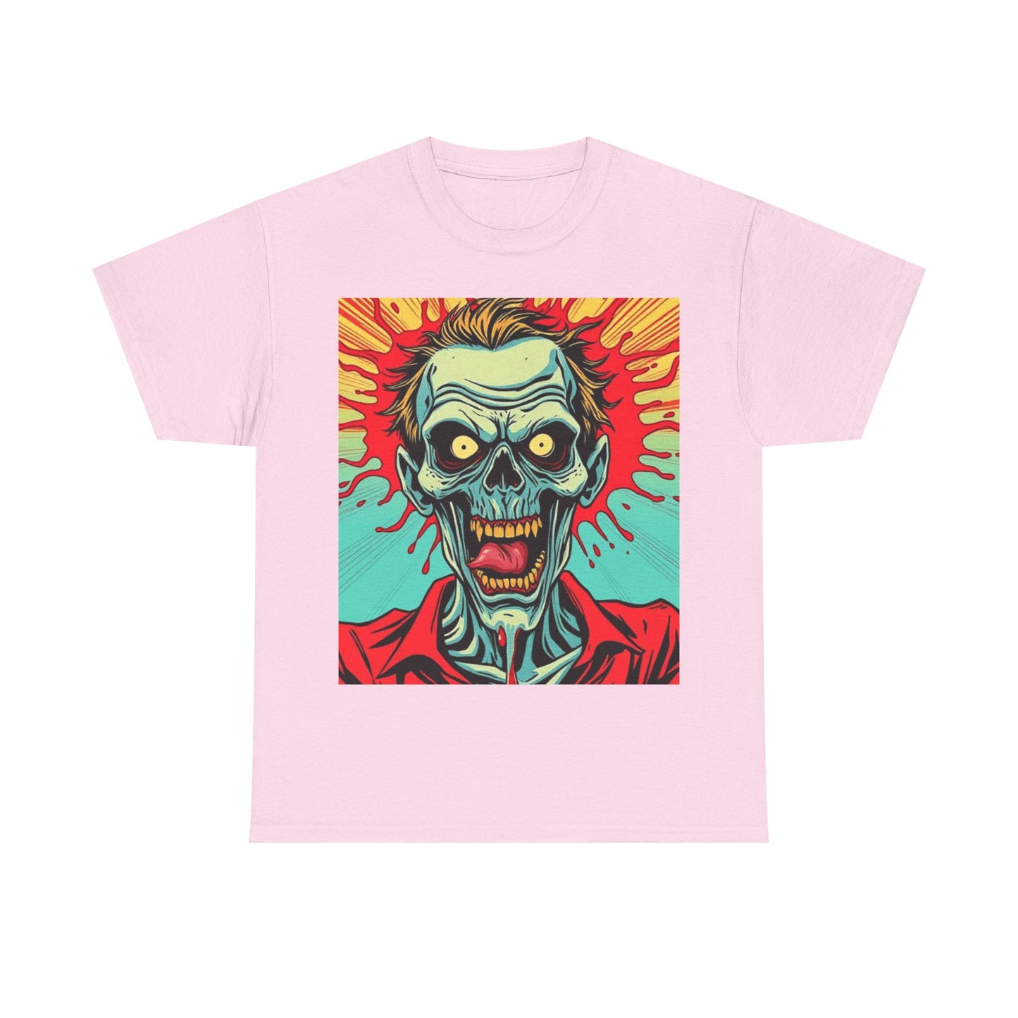 UK - Retro Zombie Graphic Unisex Heavy Cotton Tee - Perfect for Halloween or Horror Fans