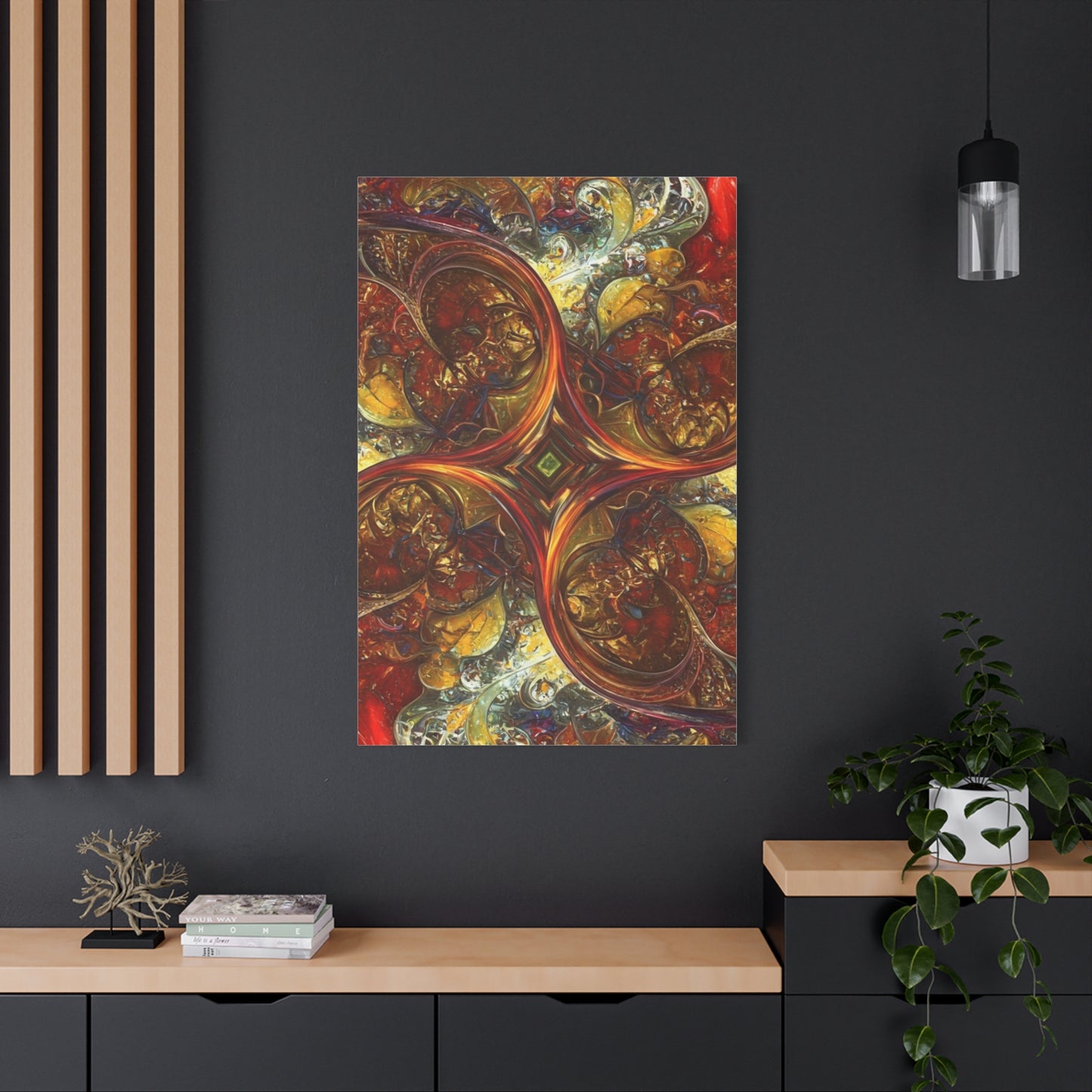 Abstract Art Matte Canvas Wall Decor - Vibrant Fractal Design, Colorful Home Accent