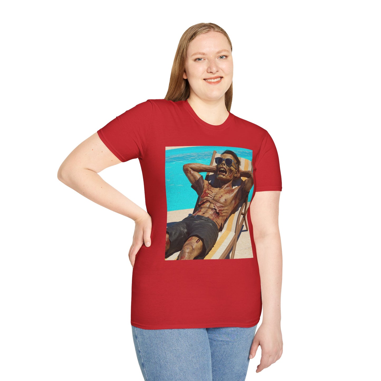 Zombie Relaxation Unisex Softstyle T-Shirt - Perfect for Halloween and Casual Outings