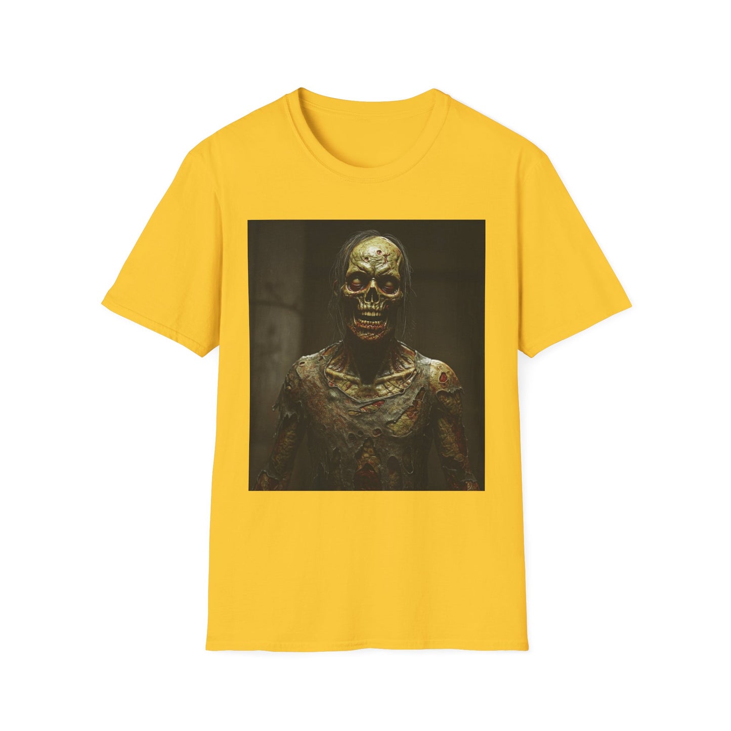 Creepy Horror-Themed Unisex Softstyle T-Shirt for Halloween