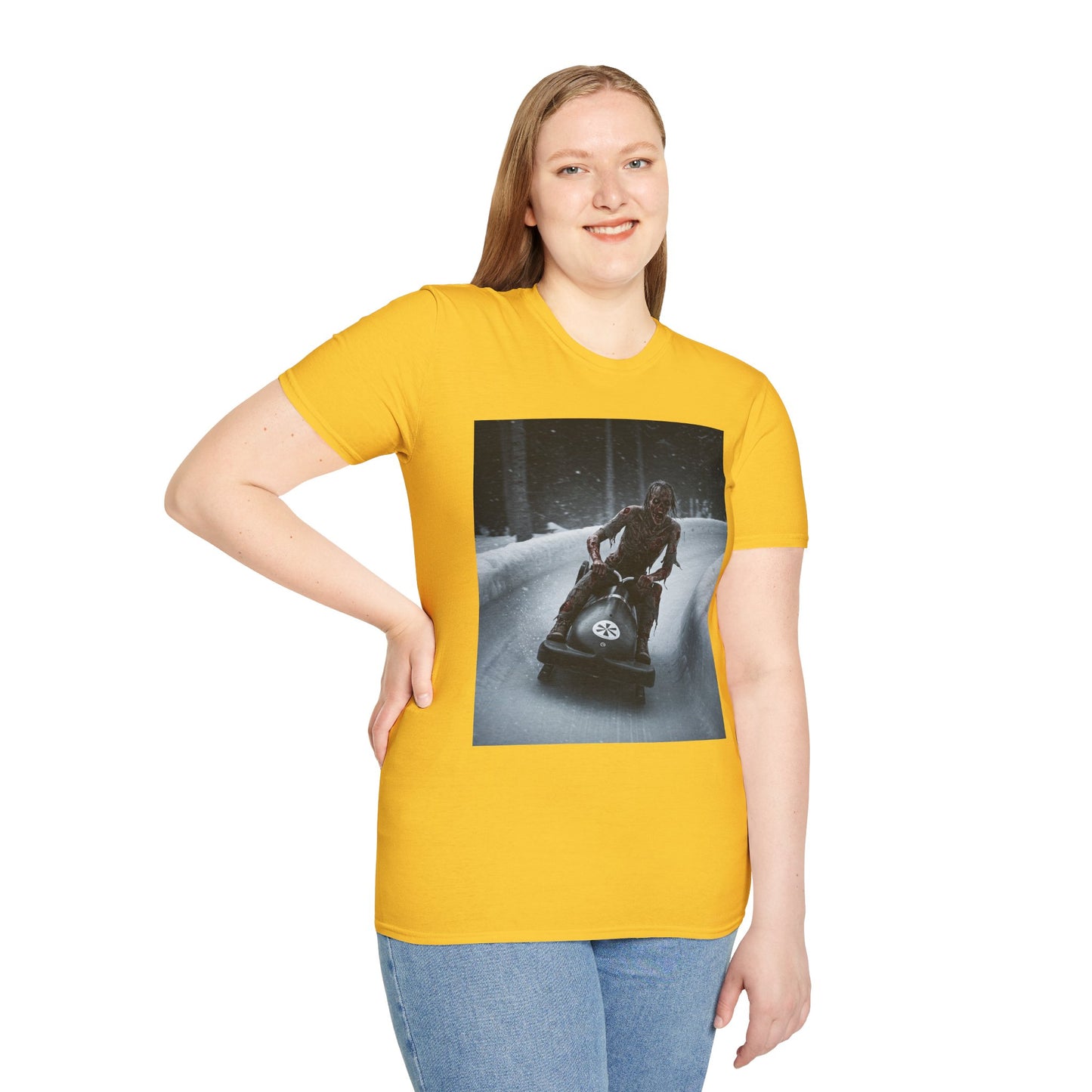 Winter Adventure Unisex Softstyle T-Shirt - Snowmobiling Graphic Tee