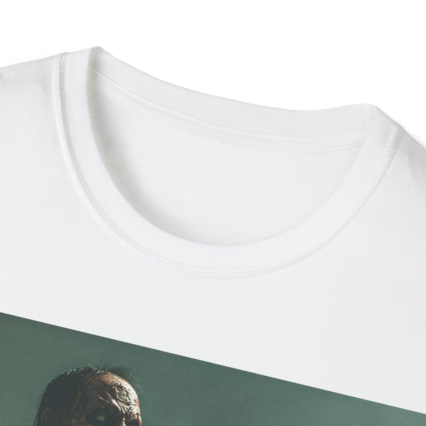 UK - Zombie Jazz Musician Apocalyptic Portrait Tee, bold, decaying zombie graphic