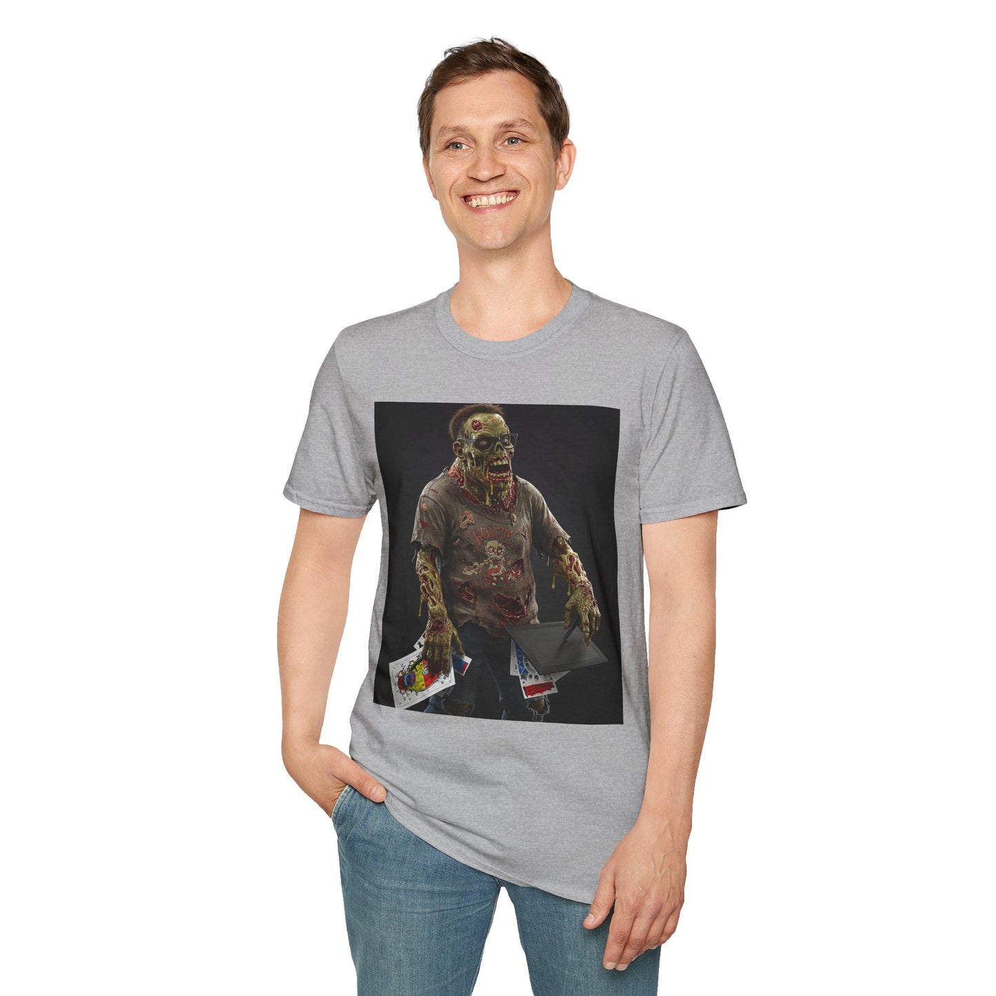 Zombie Graphic Unisex Softstyle T-Shirt - Perfect for Halloween and Casual Wear