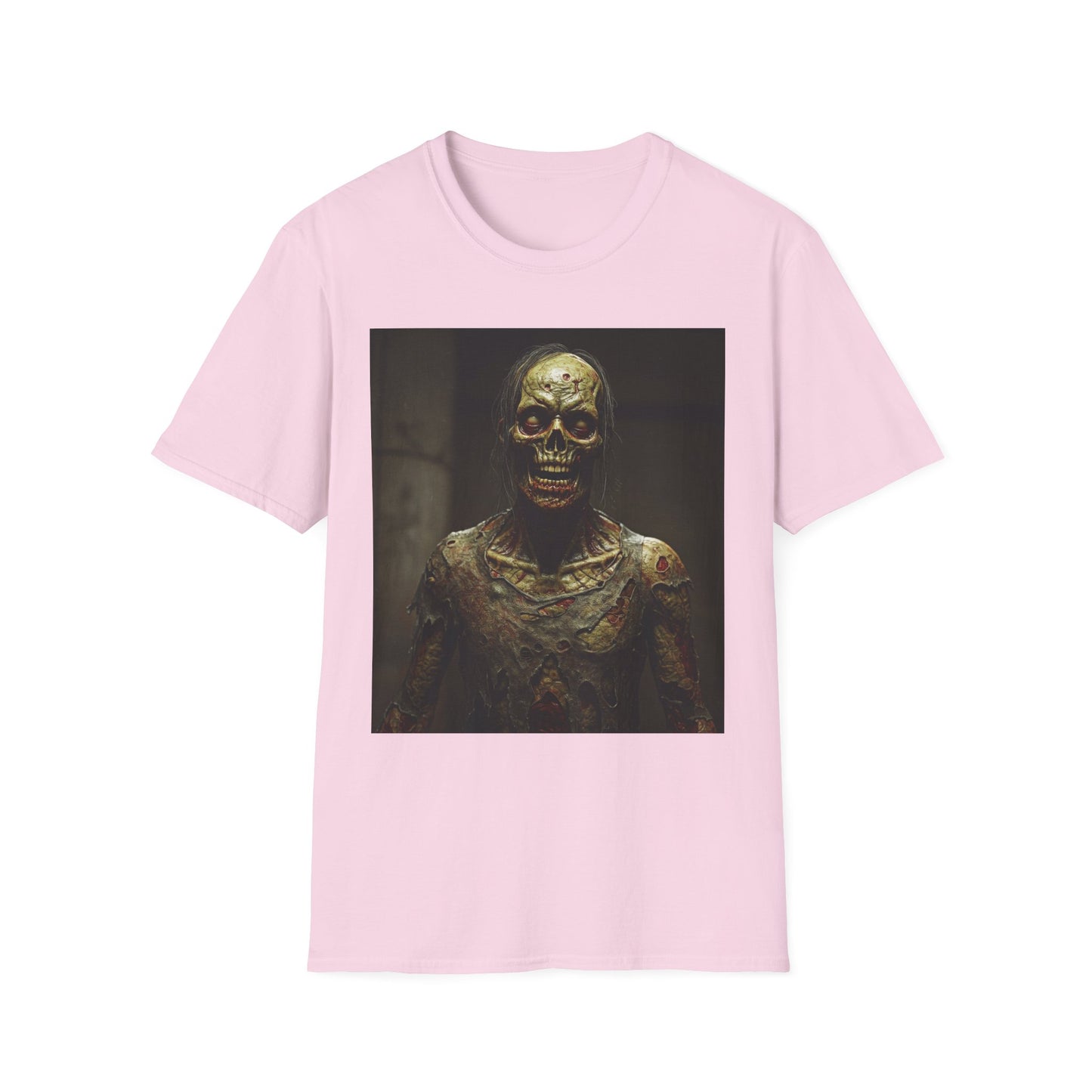 Creepy Horror-Themed Unisex Softstyle T-Shirt for Halloween
