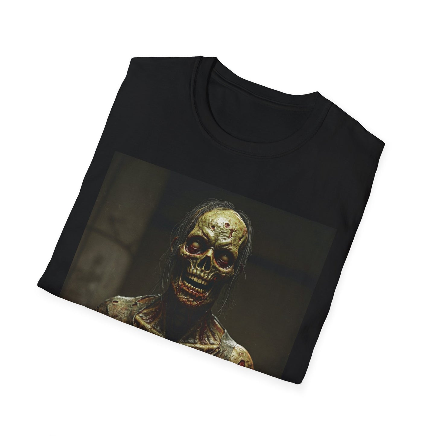 Creepy Horror-Themed Unisex Softstyle T-Shirt for Halloween