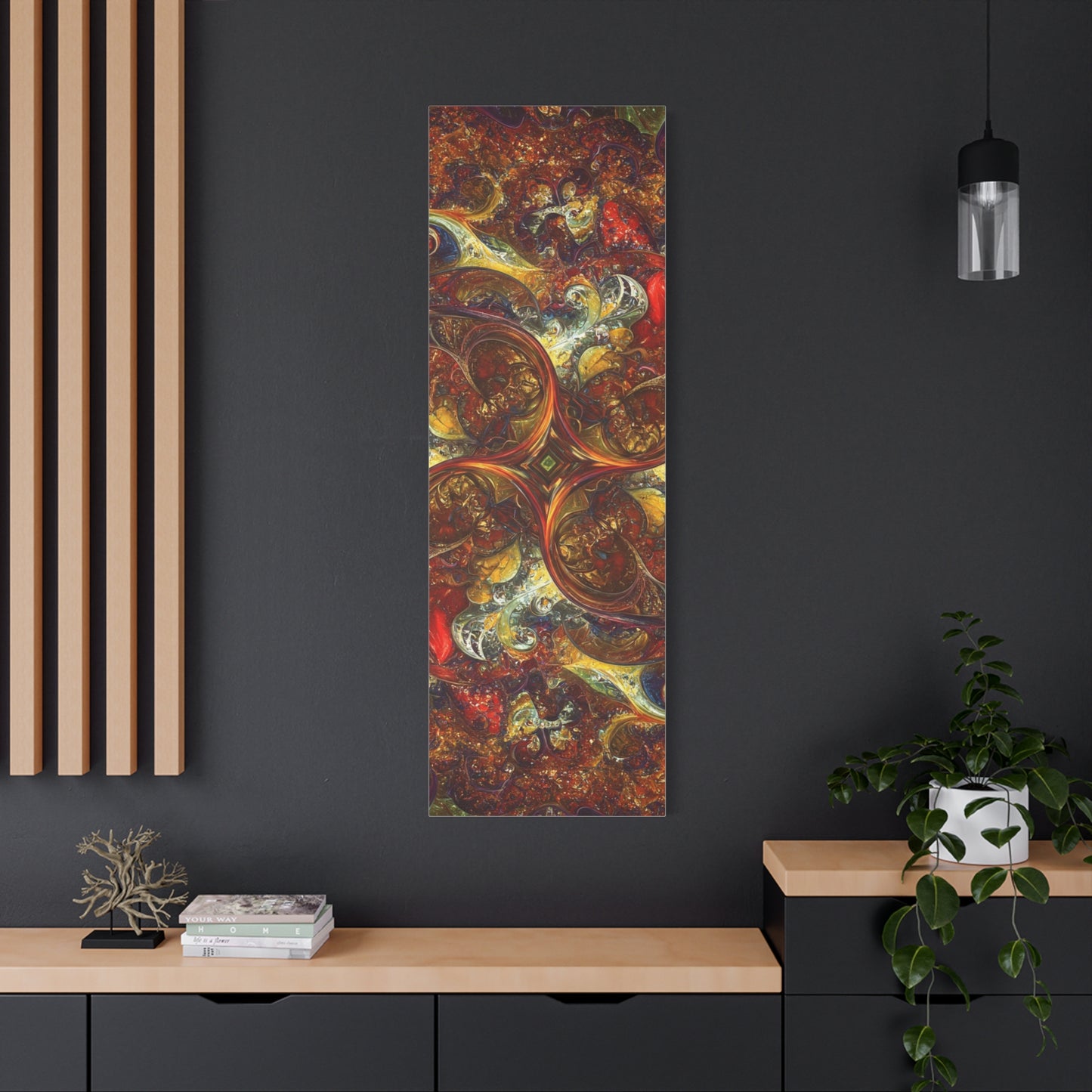 Abstract Art Matte Canvas Wall Decor - Vibrant Fractal Design, Colorful Home Accent