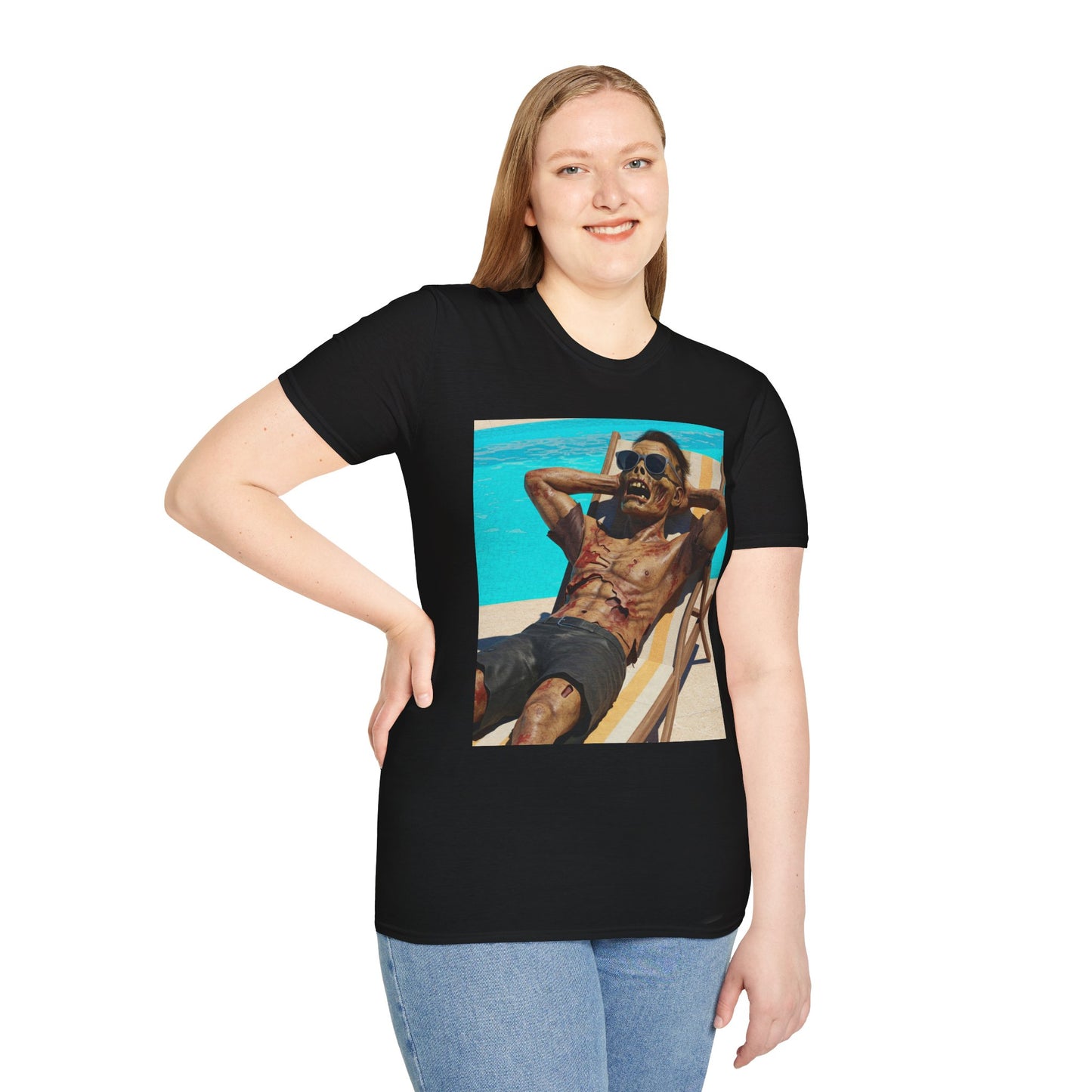 Zombie Relaxation Unisex Softstyle T-Shirt - Perfect for Halloween and Casual Outings