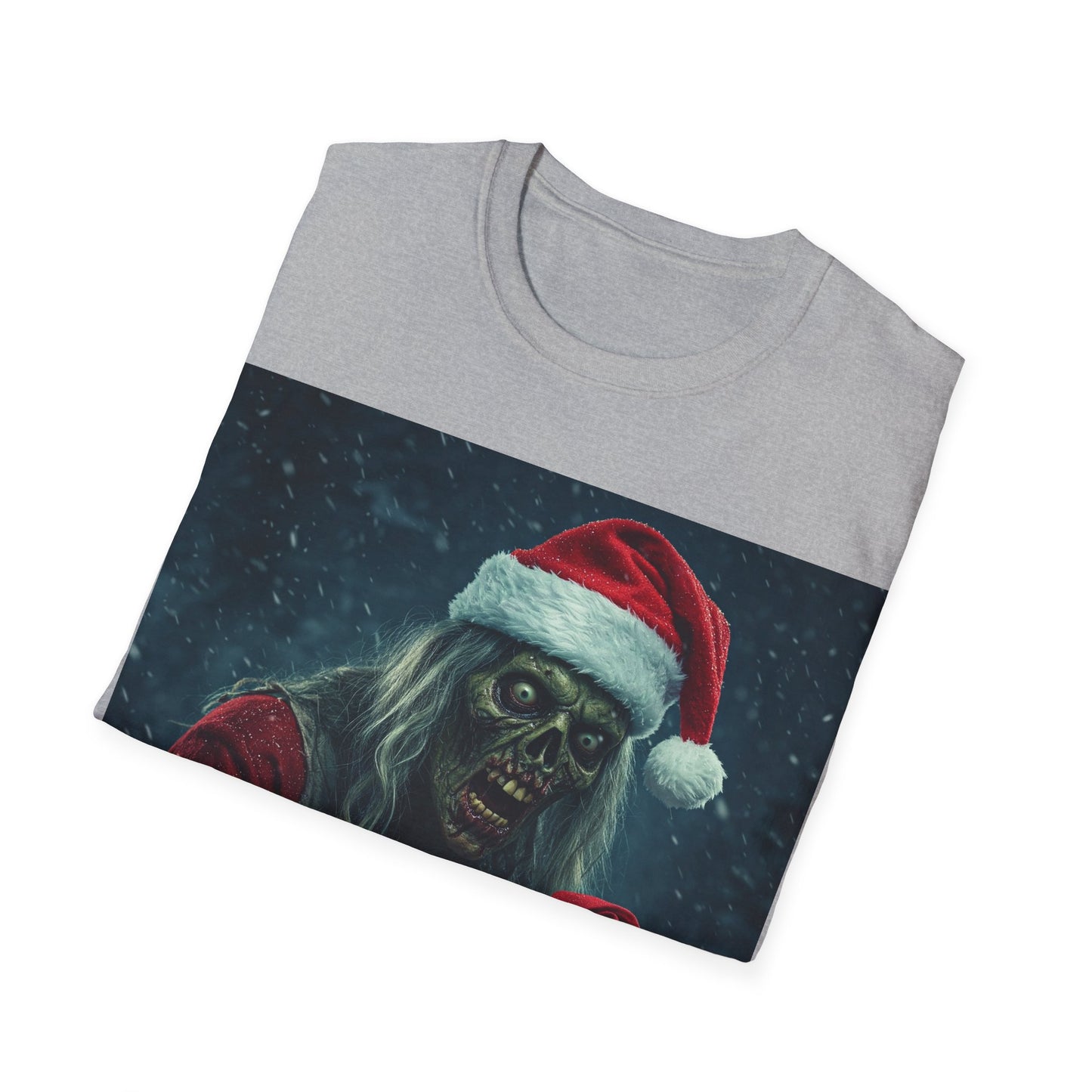 UK - Festive Zombie Santa Apocalyptic Portrait Tee, bold, decaying zombie graphic