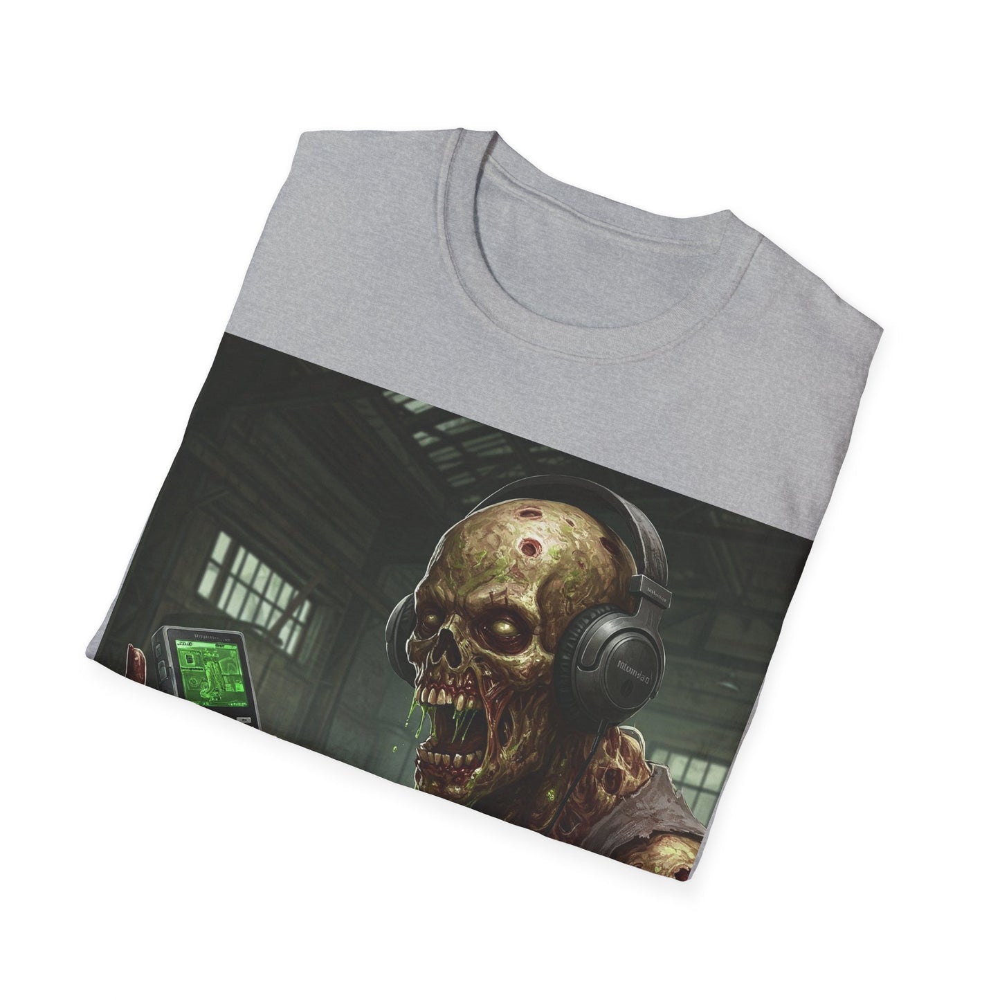 UK - Zombie Listening to Music Unisex Softstyle T-Shirt